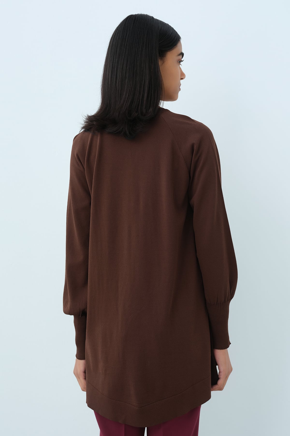 NİHAN Tunic Nihan Balon Kol Triko Tunik  Kahve_modest