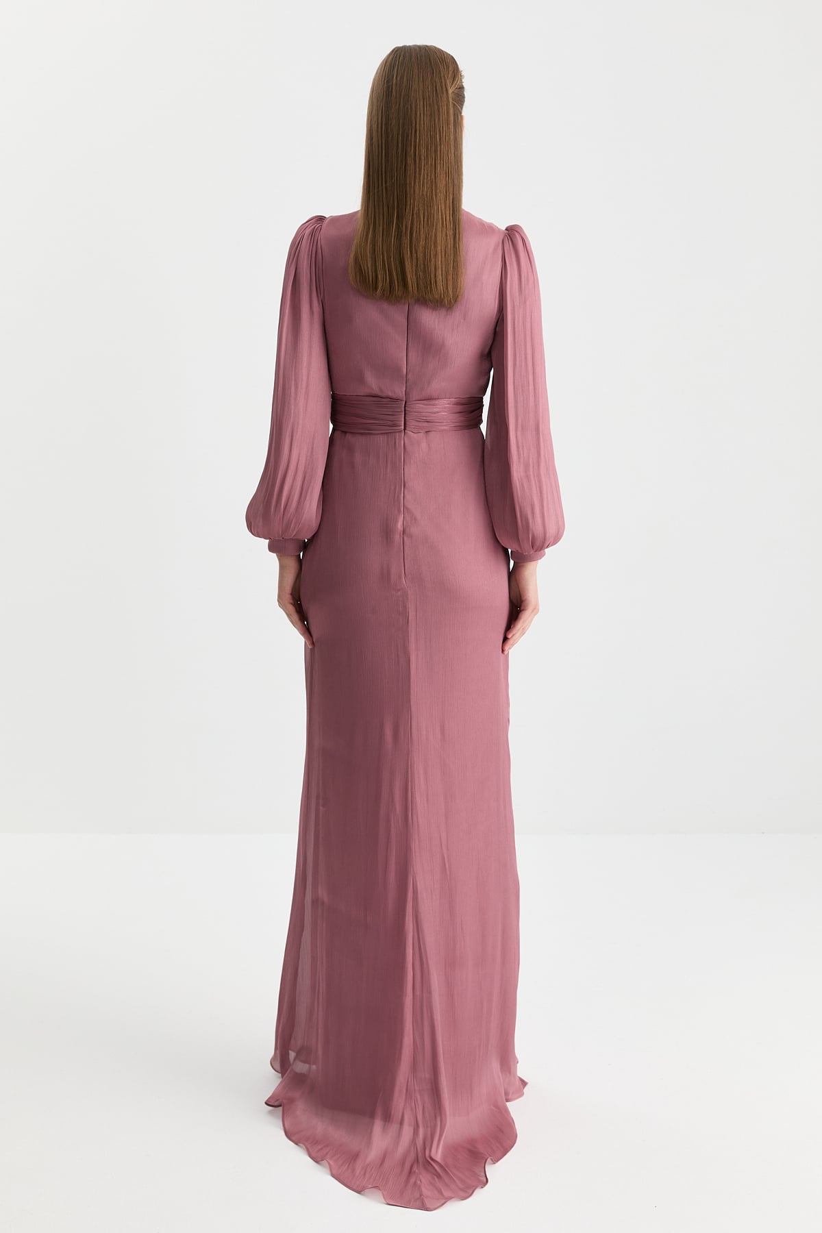 NİHAN Elbise Nihan Balon Kollu Drapeli Abiye  Berry_modest
