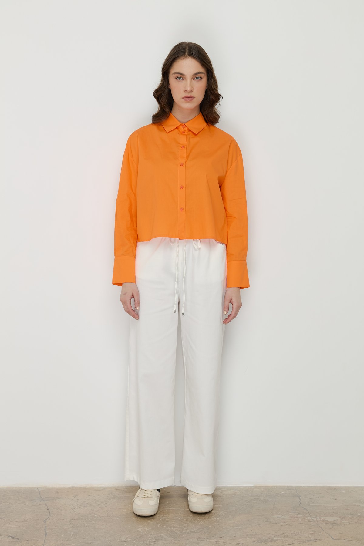 NİHAN Gömlek Nihan Basic Crop Gömlek  Oranj_modest