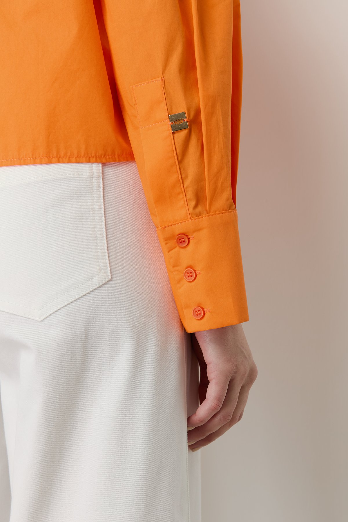 NİHAN Gömlek Nihan Basic Crop Gömlek  Oranj_modest