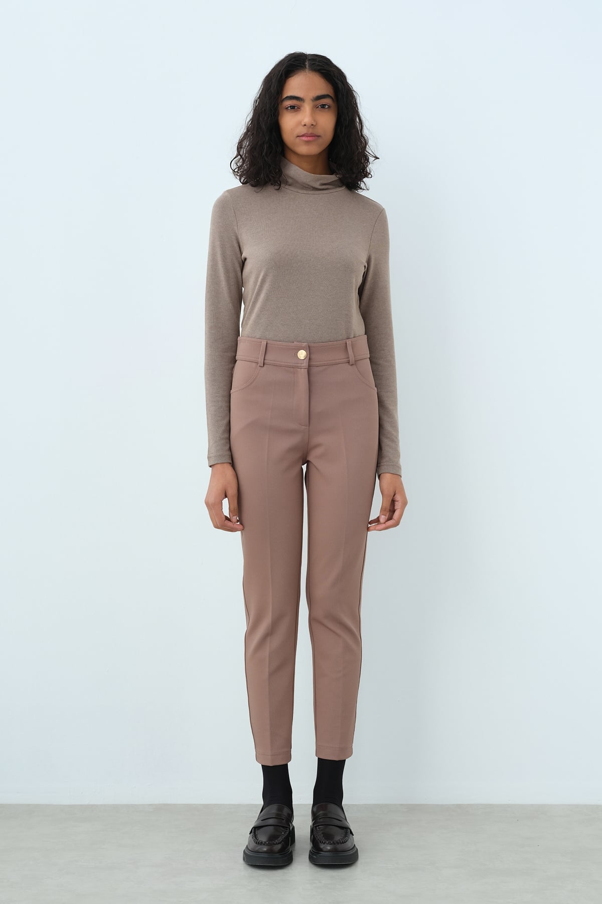 NİHAN Pants Nihan Basic Dar Paça Pantolon  Vizon_modest