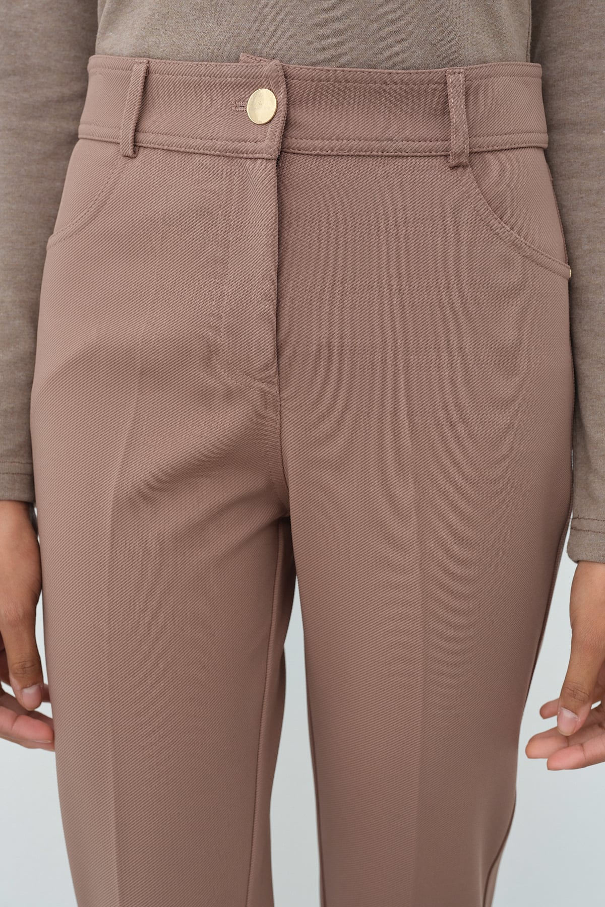NİHAN Pants Nihan Basic Dar Paça Pantolon  Vizon_modest