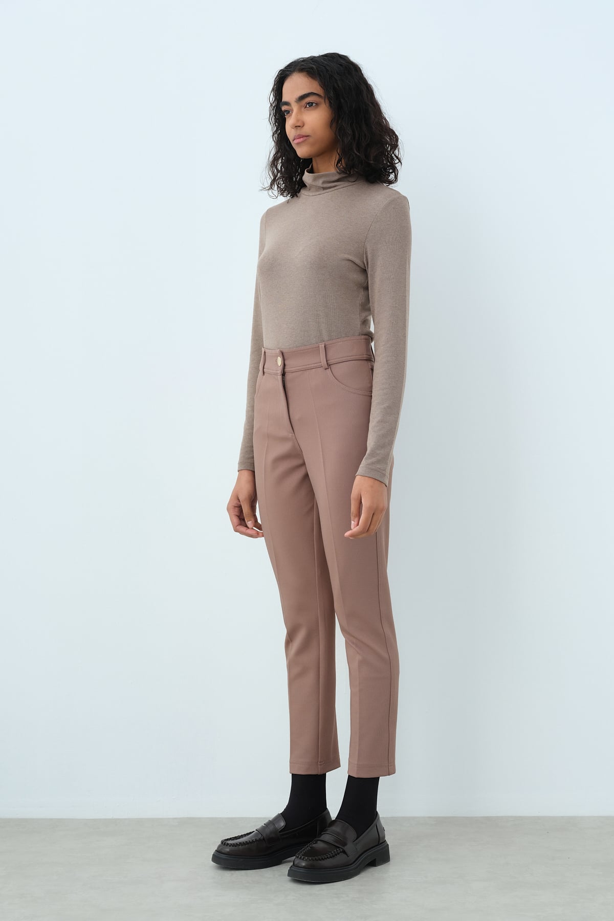 NİHAN Pants Nihan Basic Dar Paça Pantolon  Vizon_modest