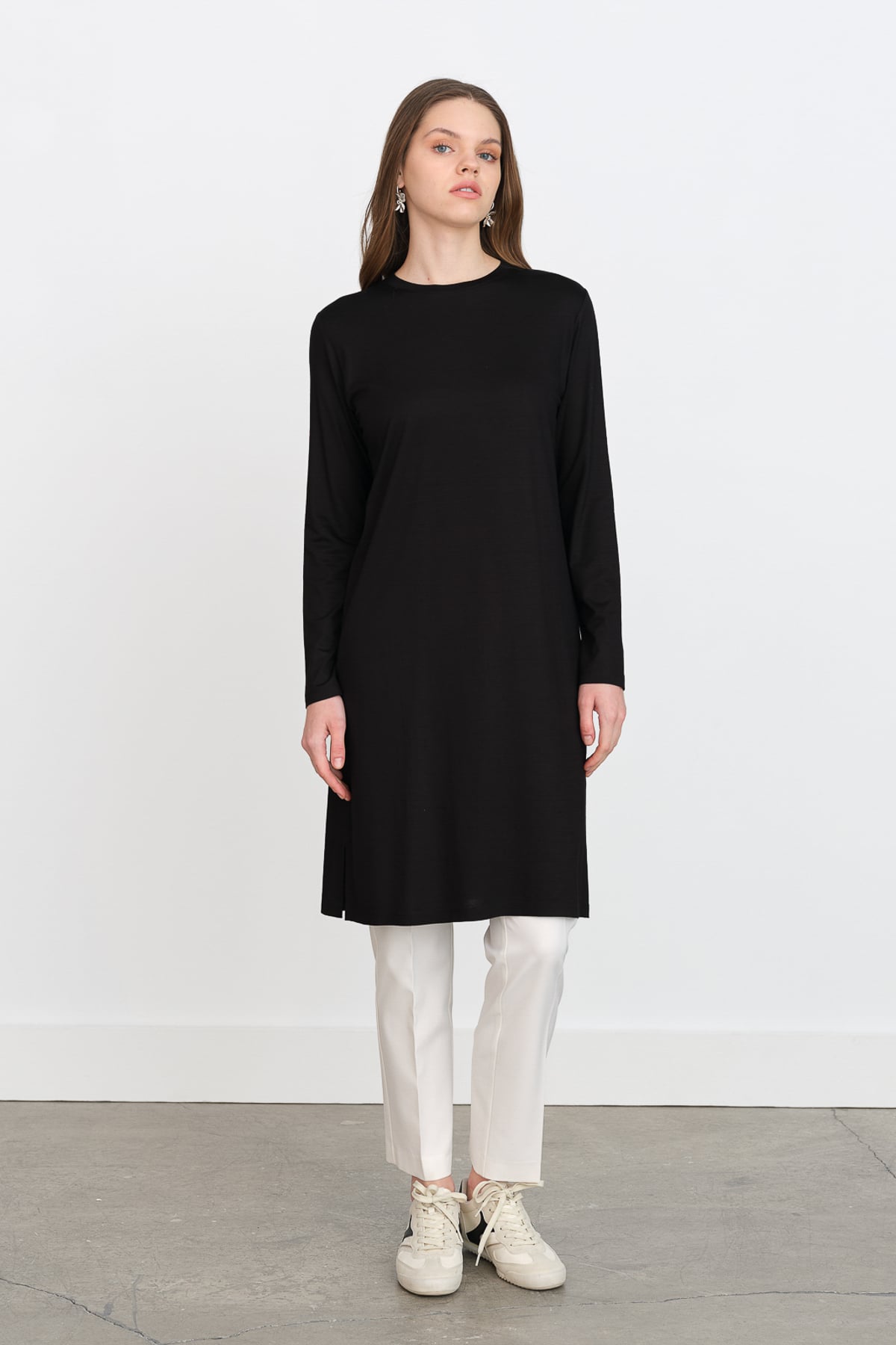 NİHAN Tunik Nihan Basic Penye Tunik  Siyah_modest