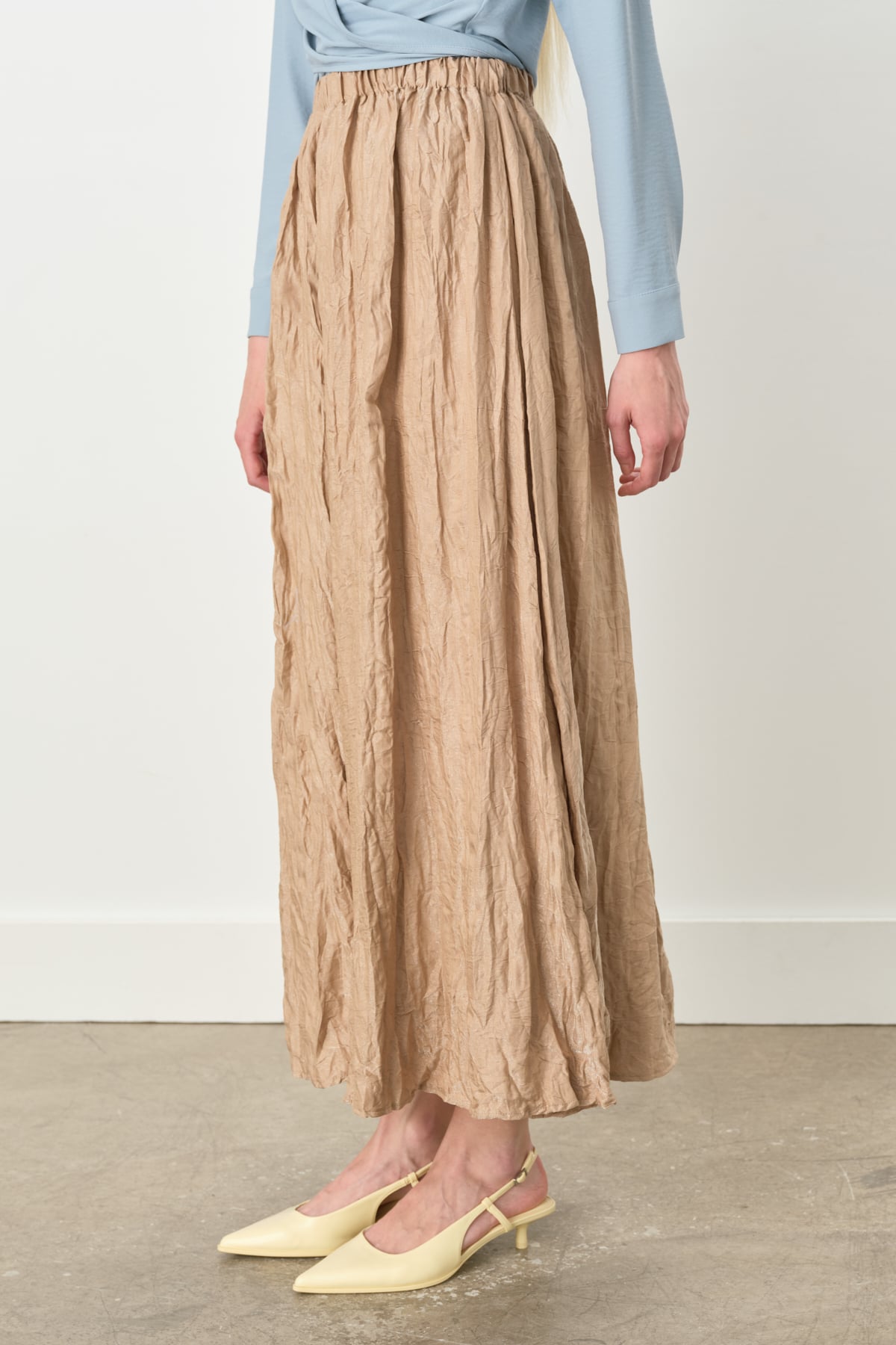 NİHAN Skirt Nihan Beli Lastikli Crash Etek  Camel_modest