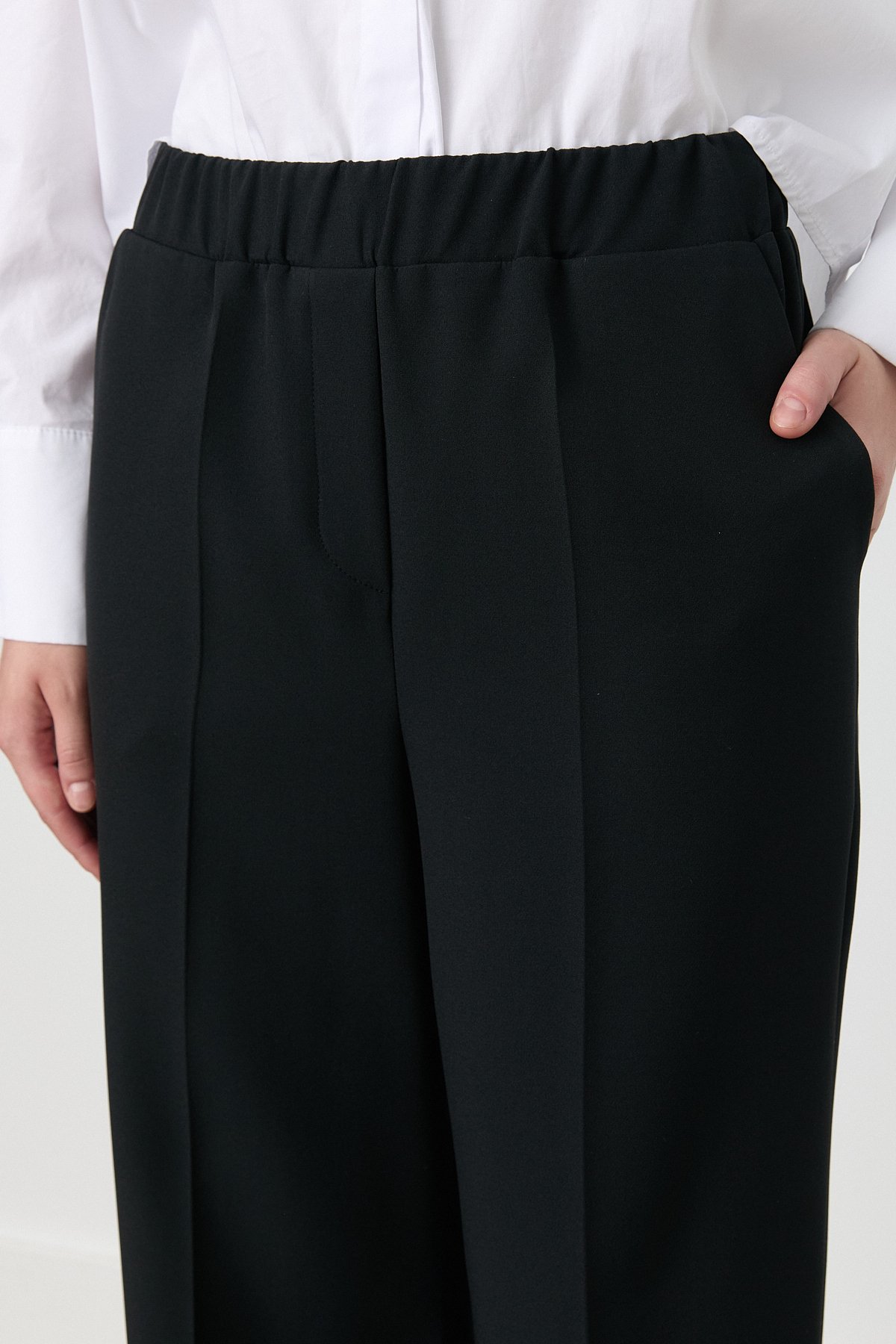 NİHAN Pants Nihan Beli Lastikli Yüksek Bel Pantolon  Siyah_modest