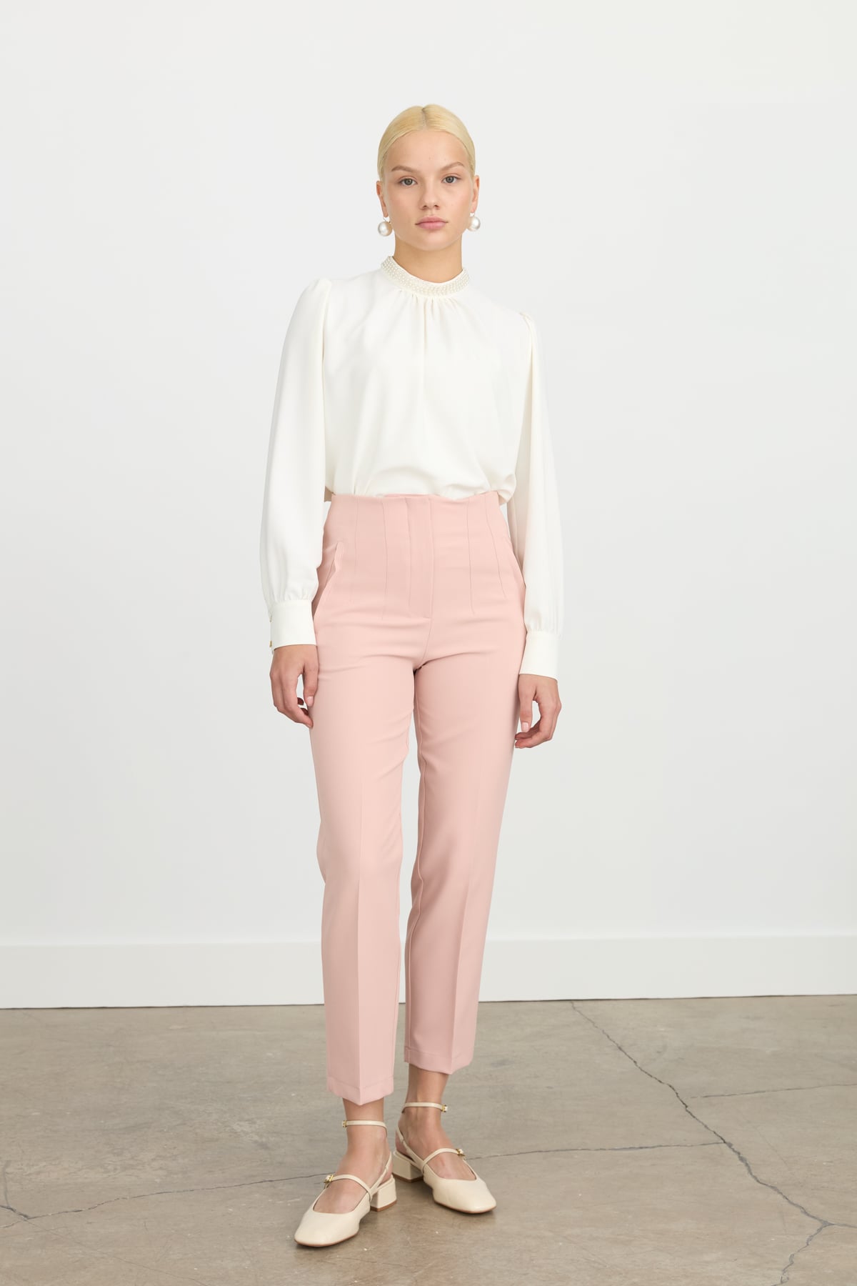 NİHAN Pants Nihan Beli Pensli Ütü İzli Havuç Pantolon  Somon_modest