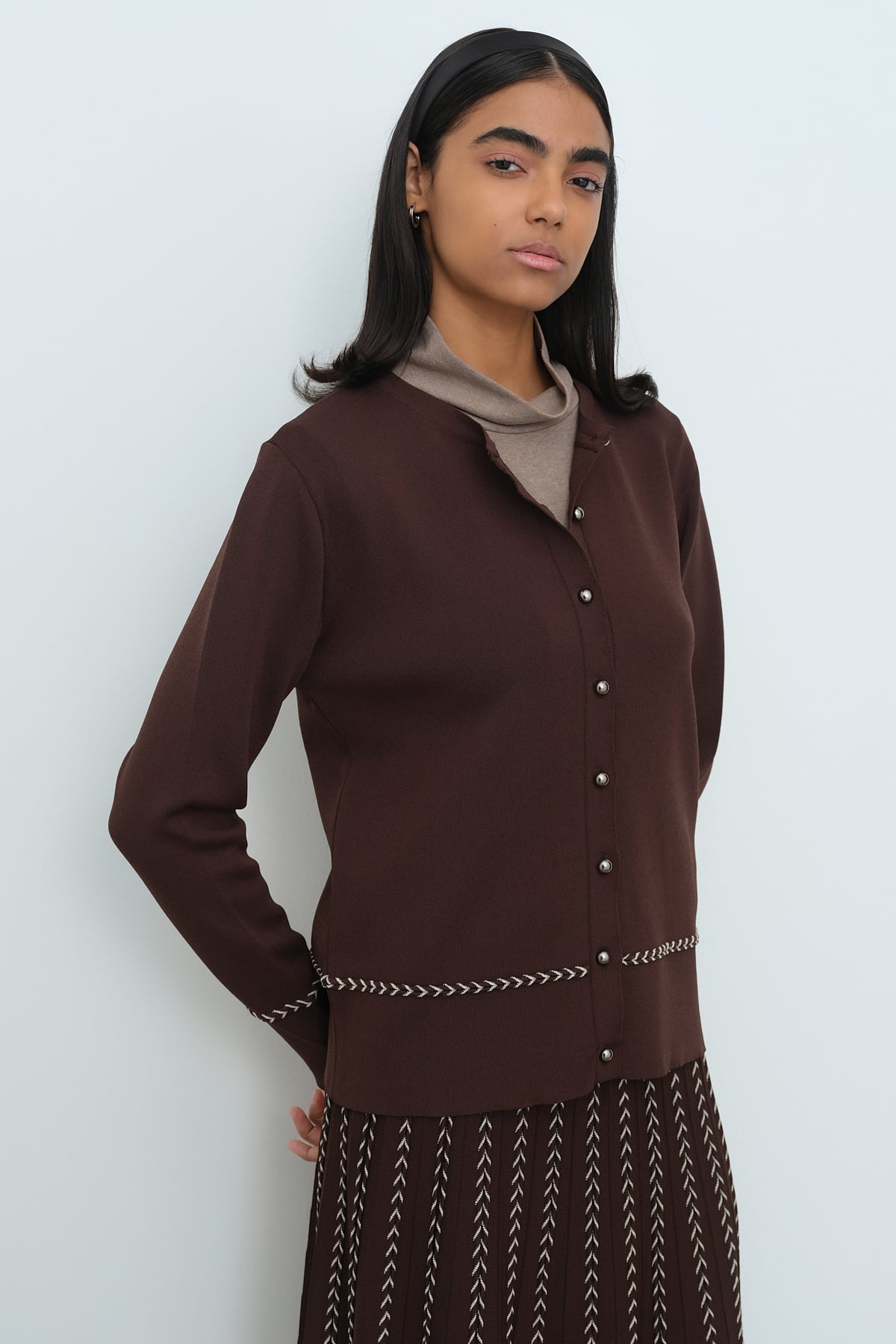 NİHAN Cardigan Nihan Blazer Triko Hırka  Kahve_modest