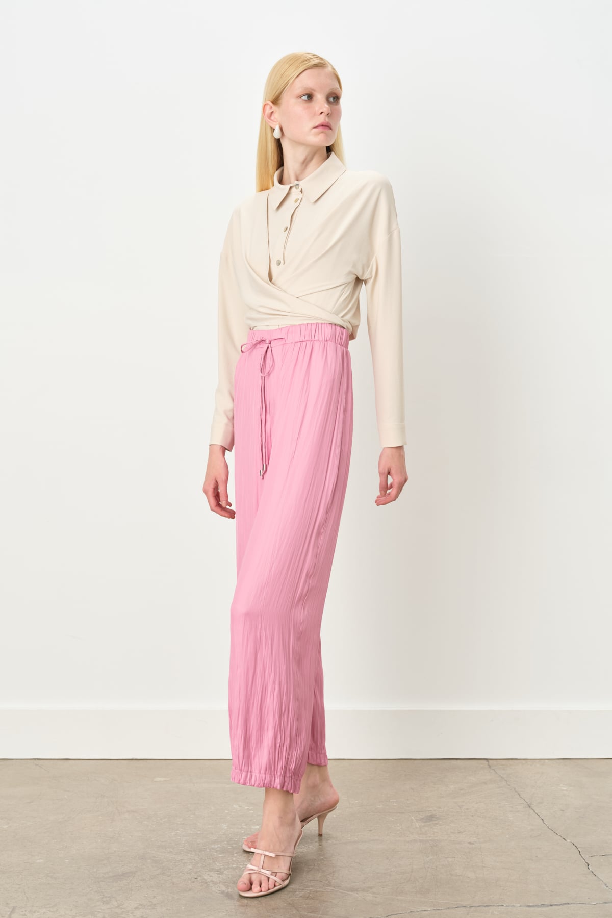 NİHAN Pantolon Nihan Bol Paça Crash Pantolon  Pembe_modest