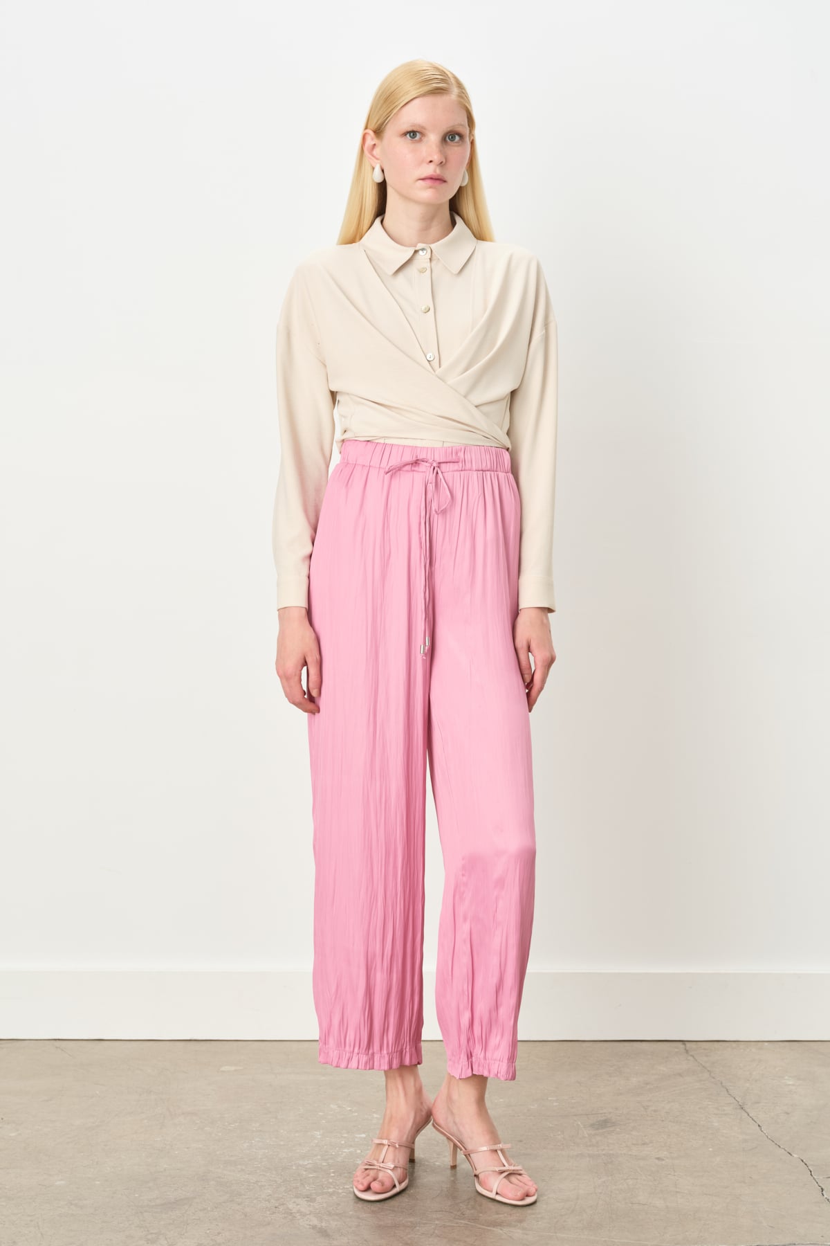 NİHAN Pantolon Nihan Bol Paça Crash Pantolon  Pembe_modest