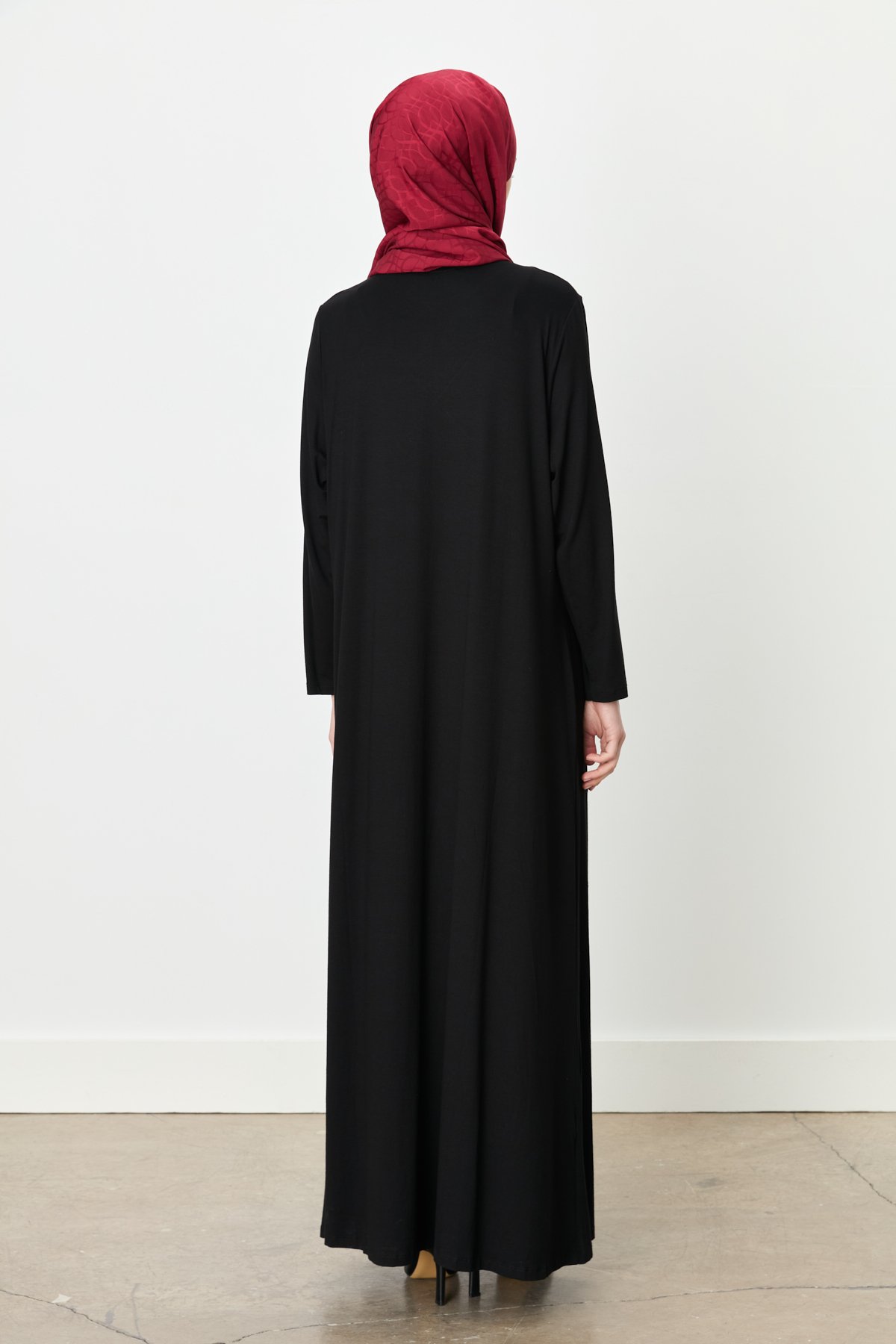 NİHAN Elbise Nihan Büyük Beden Penye Elbise  Siyah_modest