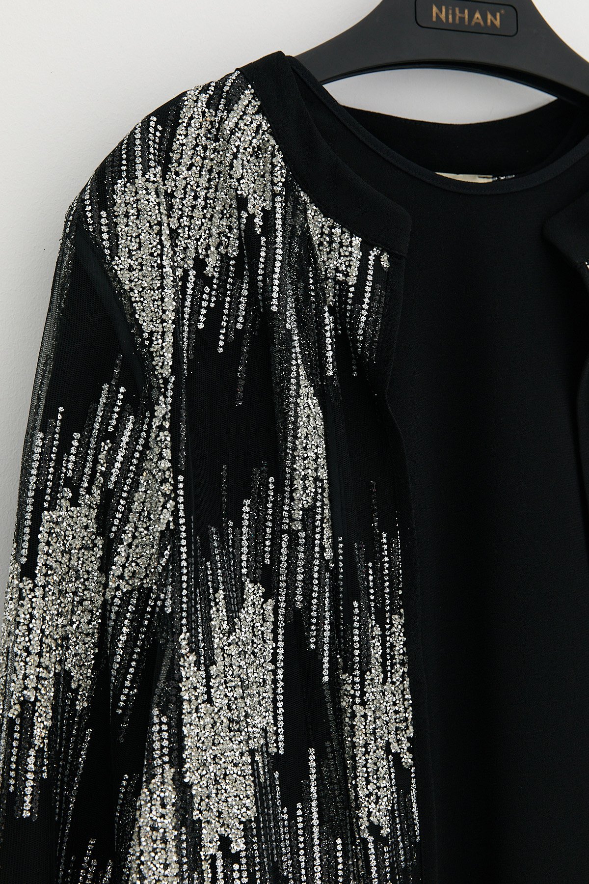 NİHAN Takım Nihan Büyük Beden Taşlı Pantolon Bluz Ceket Takım  Siyah_modest