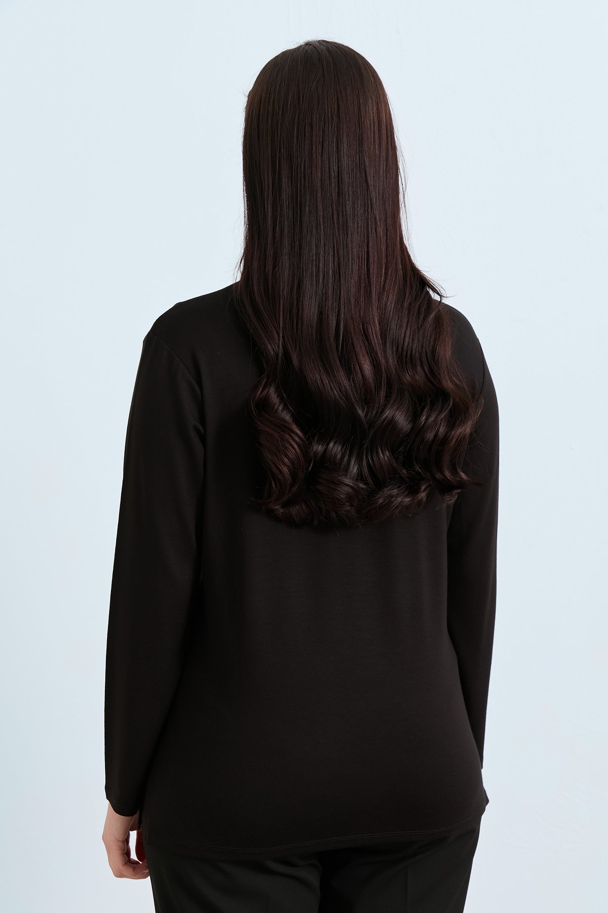 NİHAN Blouse Nihan Büyük Beden Yonca Triko Bluz  Siyah - Yeşil_modest