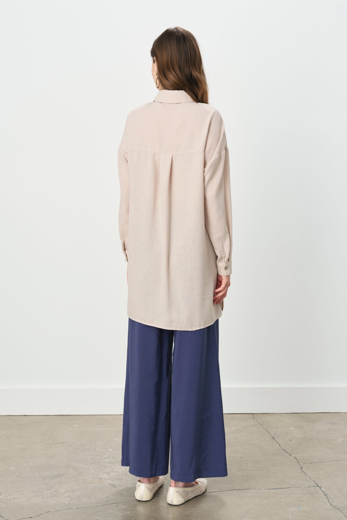 NİHAN Tunik Nihan Cep Detaylı Gömlek Yaka Tunik  Taş_modest