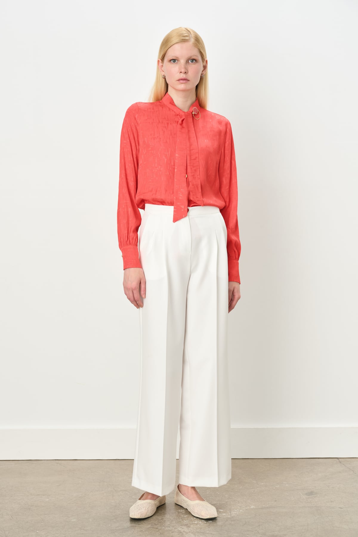 NİHAN Pants Nihan Çift Pileli Palazzo Pantolon  Ekru_modest