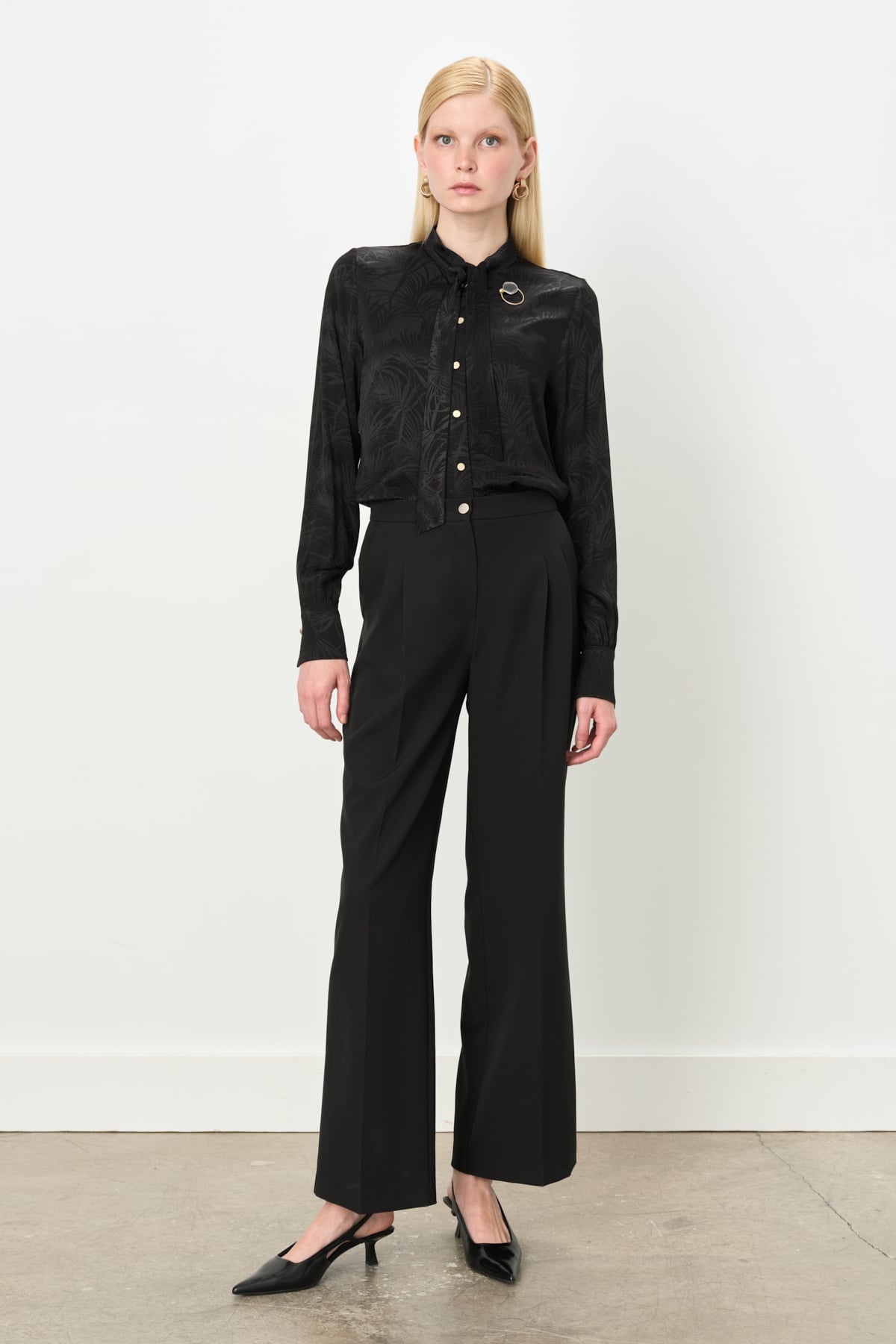 NİHAN Pants Nihan Çift Pileli Palazzo Pantolon  Siyah_modest