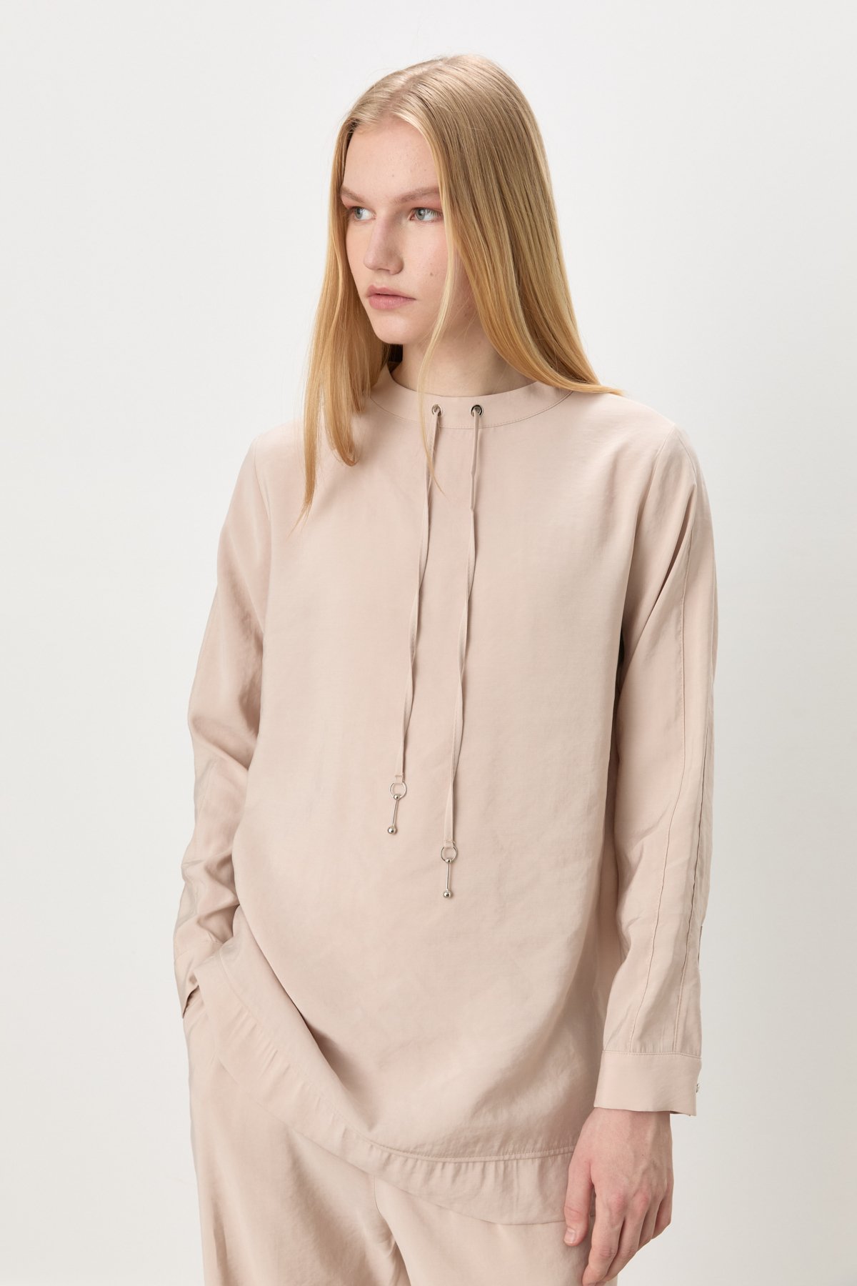 NİHAN Suits Nihan Dantel Detaylı Pantolon Tunik Modal Takım  Bej_modest