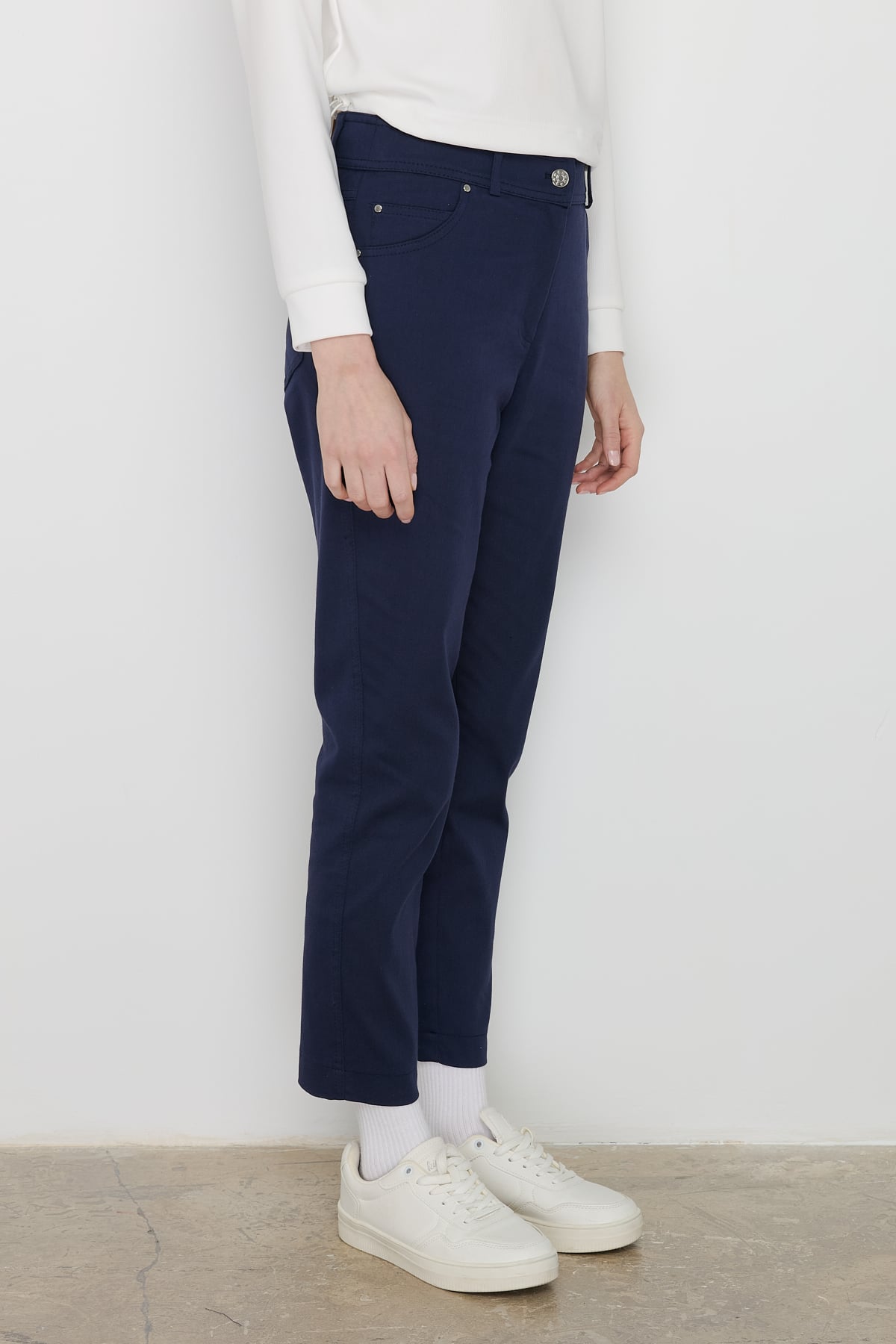 NİHAN Pantolon Nihan Dar Paça Kanvas Pantolon  Lacivert_modest