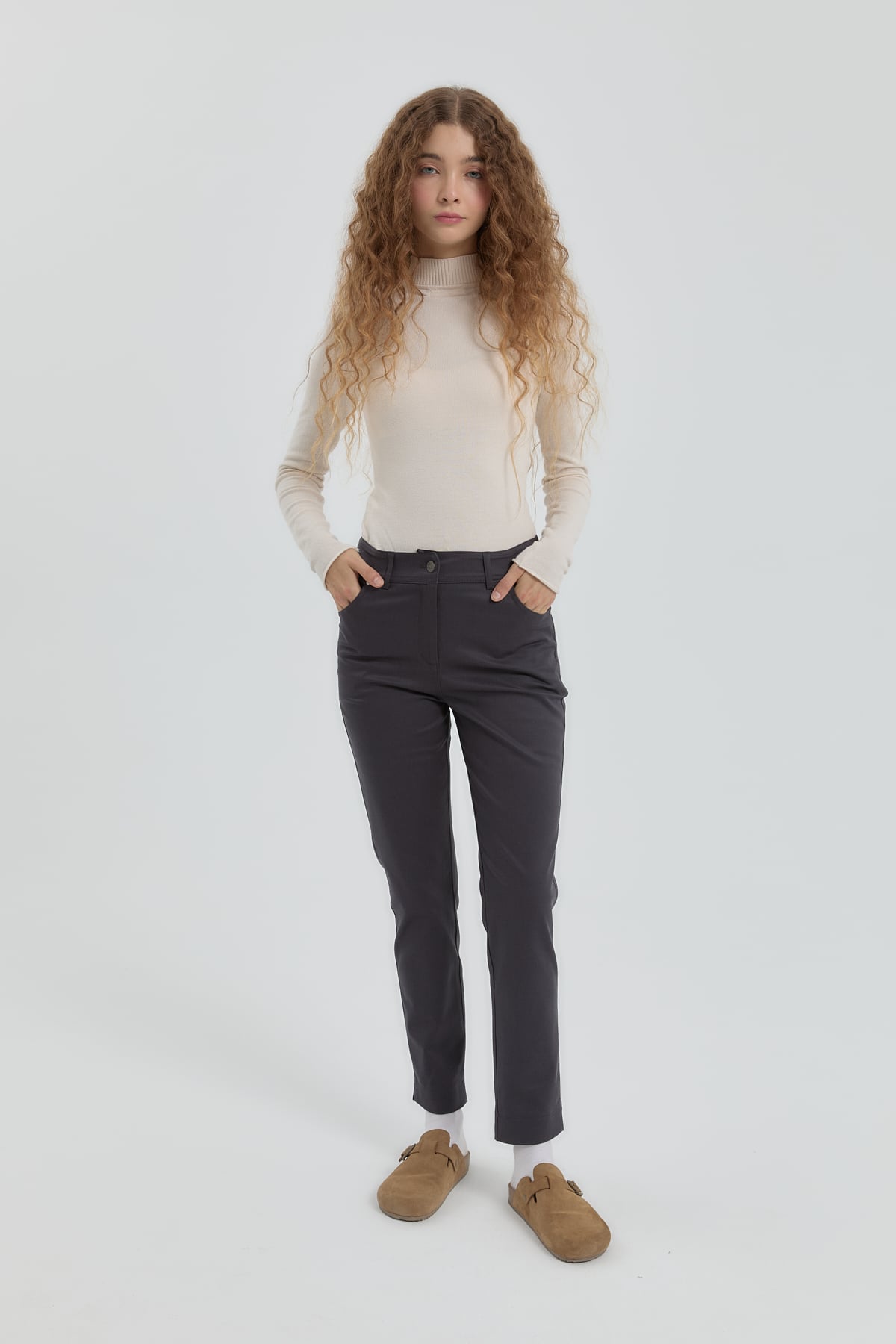 NİHAN Pants Nihan Dar Paça Pantolon  Füme_modest