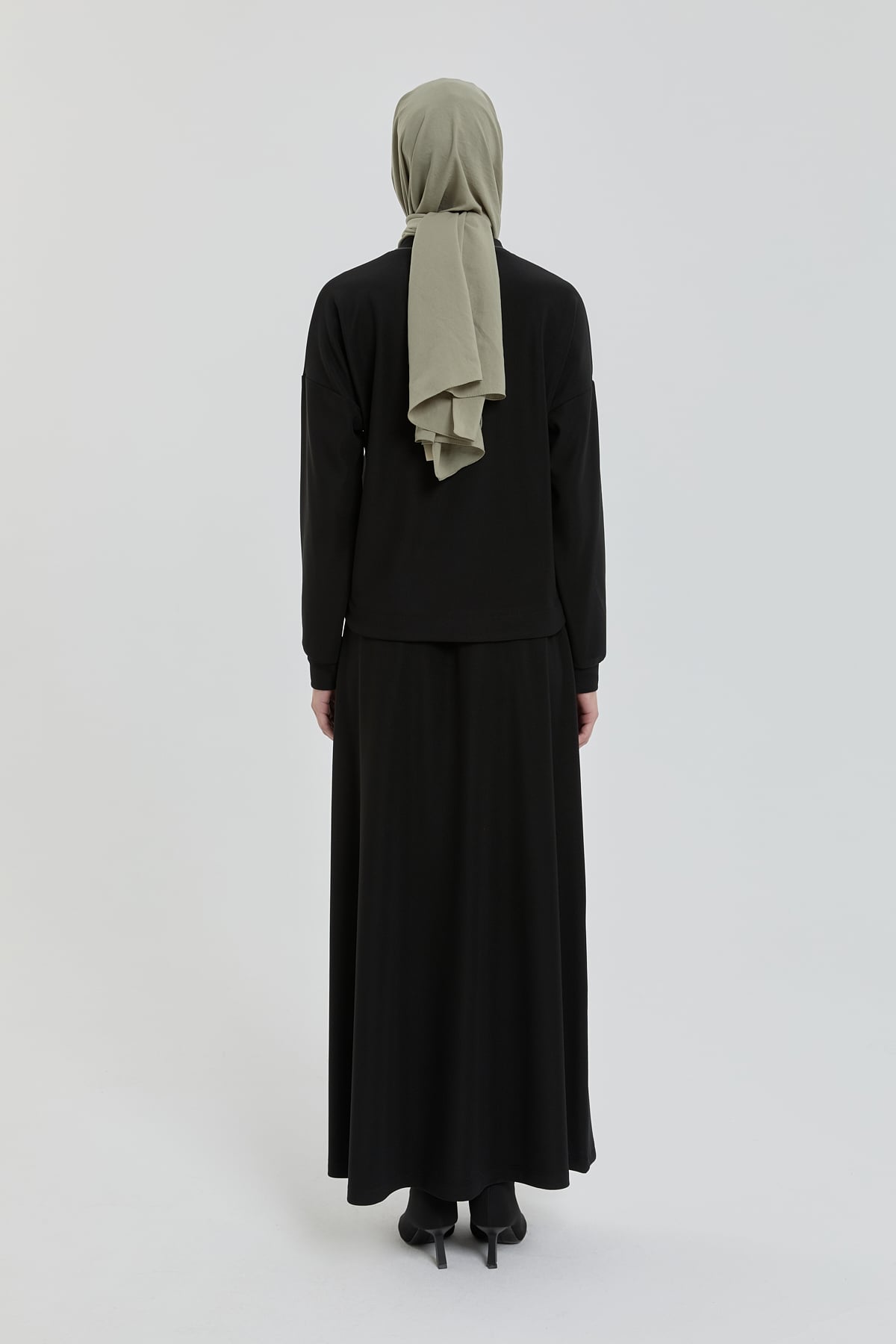 NİHAN Takım Nihan Deri Detaylı Örme Etek Bluz Takım  Siyah_modest