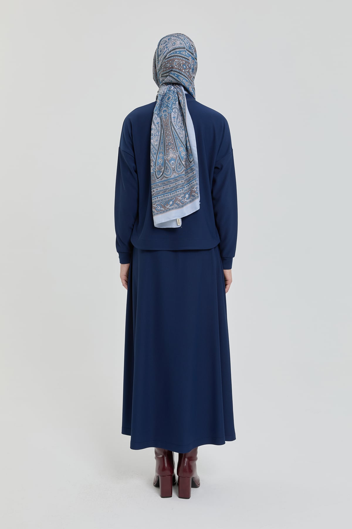 NİHAN Takım Nihan Deri Detaylı Örme Etek Bluz Takım  Lacivert_modest