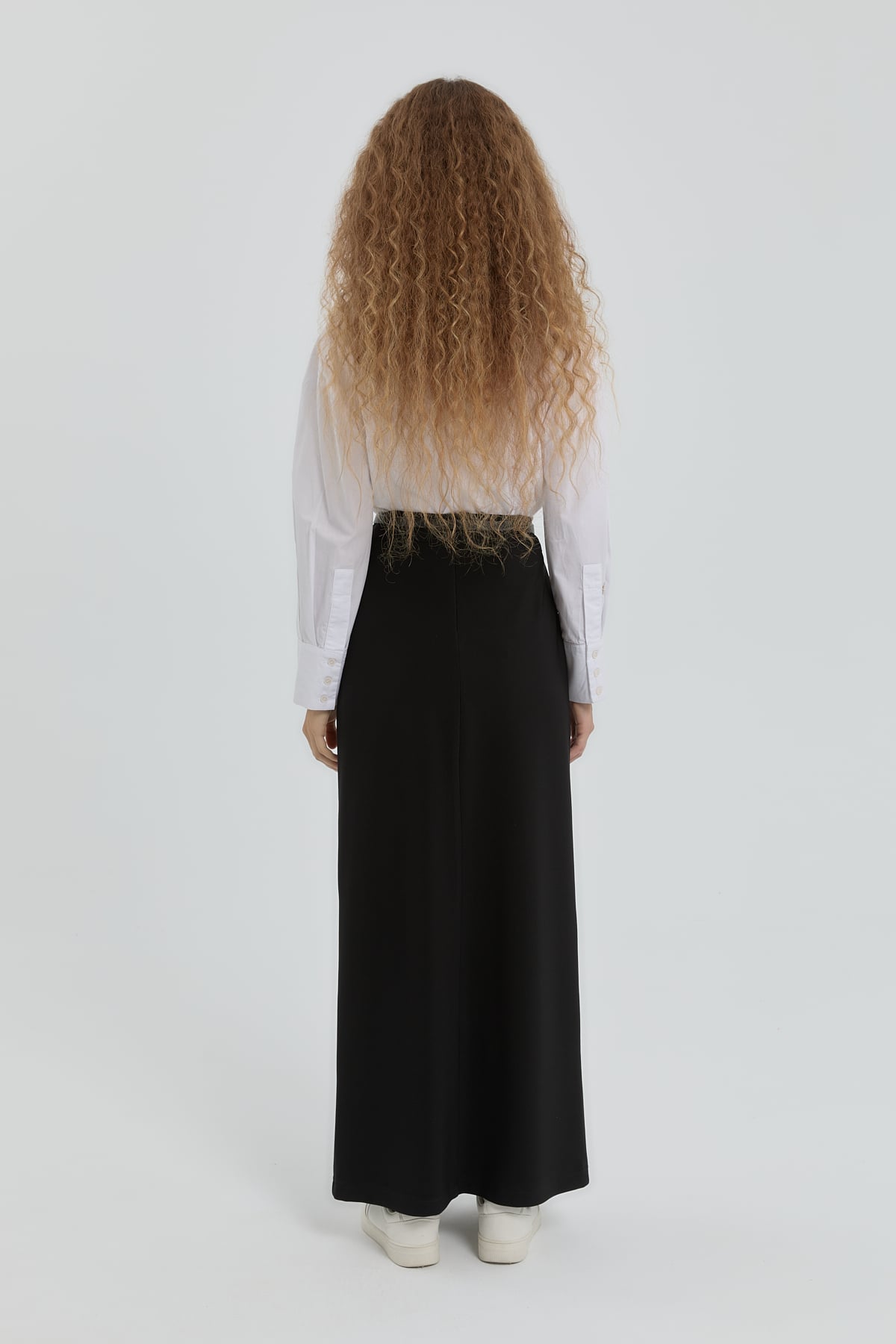 NİHAN Skirt Nihan Deri Garnili Örme Fermuarlı Etek  Siyah_modest