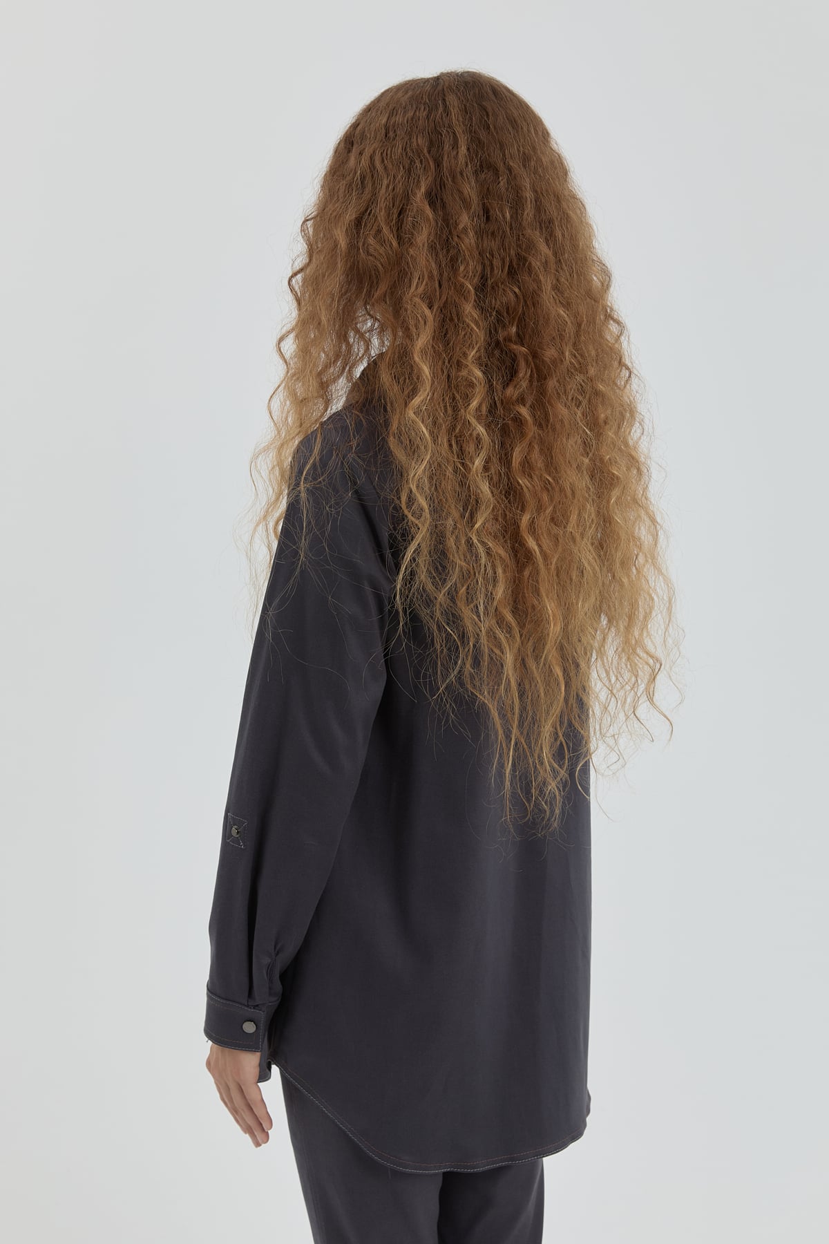 NİHAN Tunic Nihan Dikiş Detaylı Gömlek Yaka Tunik  Füme_modest