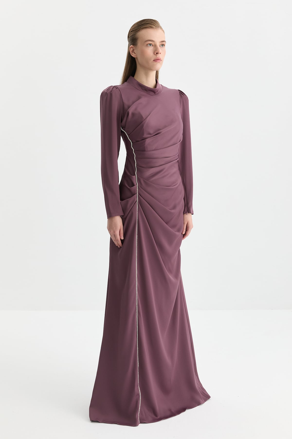 NİHAN Elbise Nihan Drapeli Şık Elbise  Berry_modest