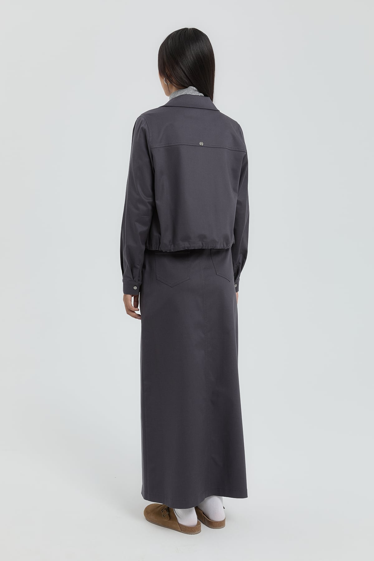 NİHAN Takım Nihan Etek Ceket Takım  Füme_modest