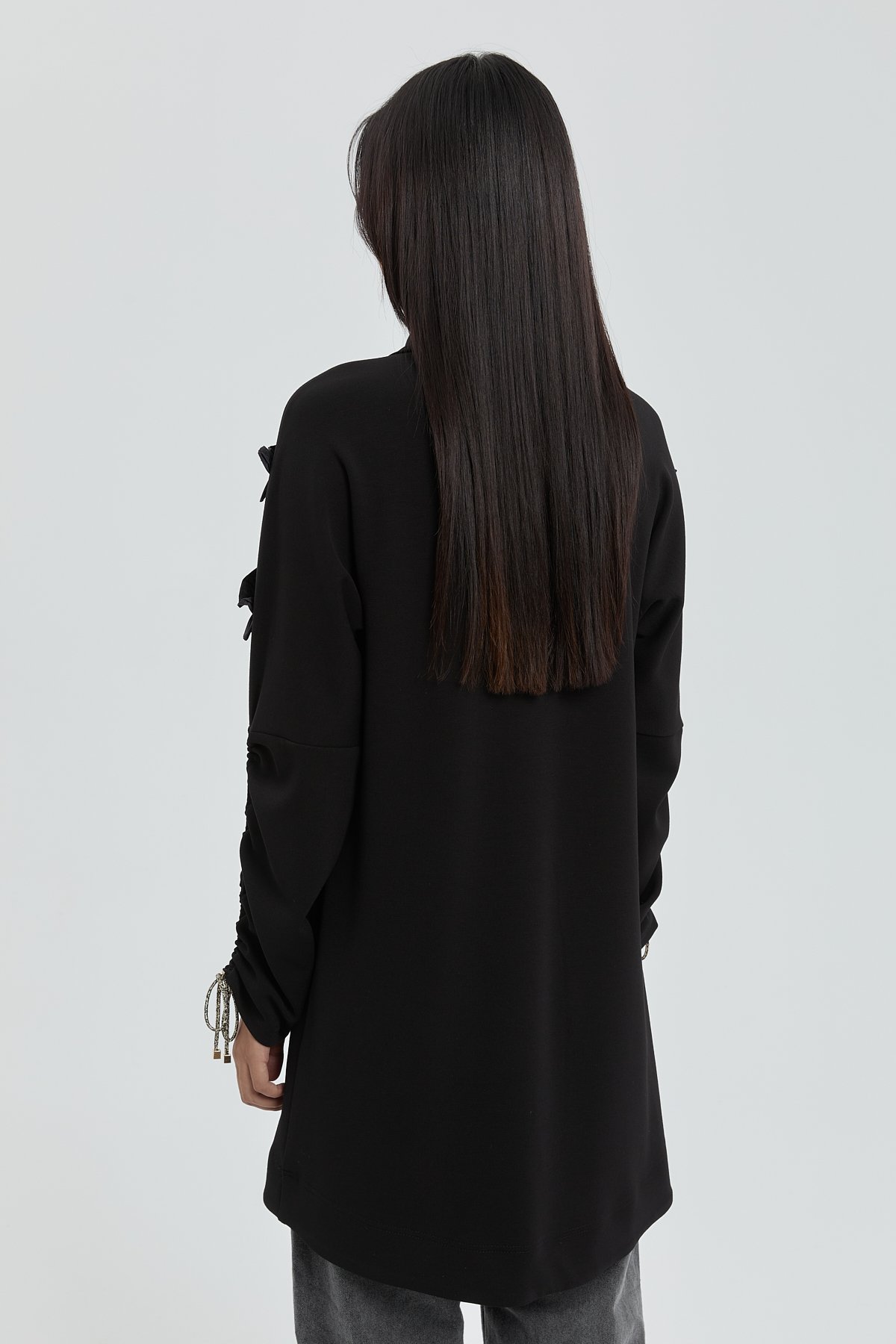 NİHAN Sweat Nihan Fırfır Detaylı Sweat  Siyah_modest