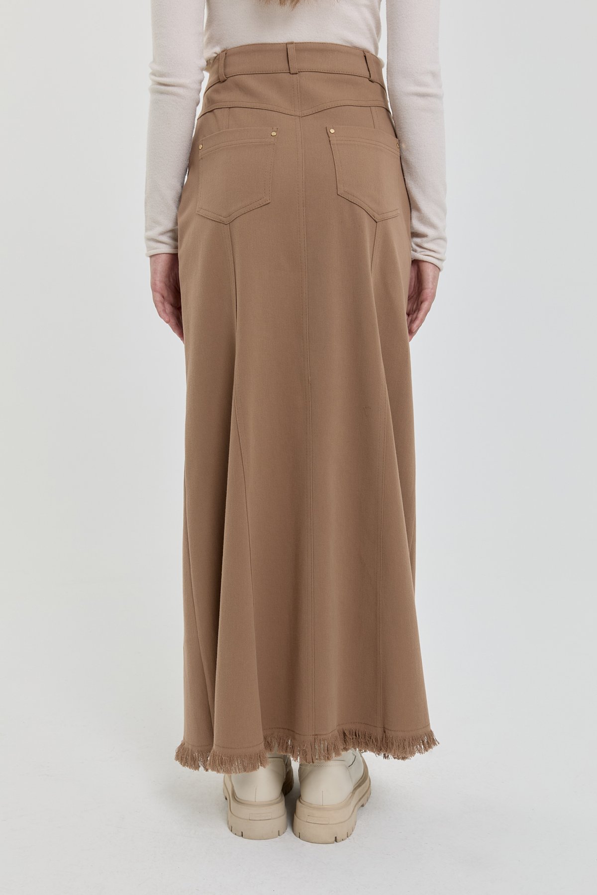 NİHAN Etek Nihan Gabardin 8 Panel Etek  Vizon_modest