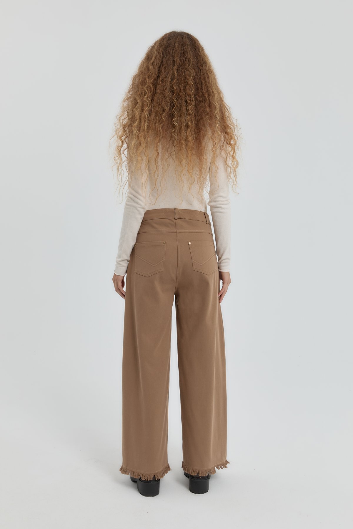 NİHAN Pantolon Nihan Gabardin Bol Paça Pantolon  Vizon_modest