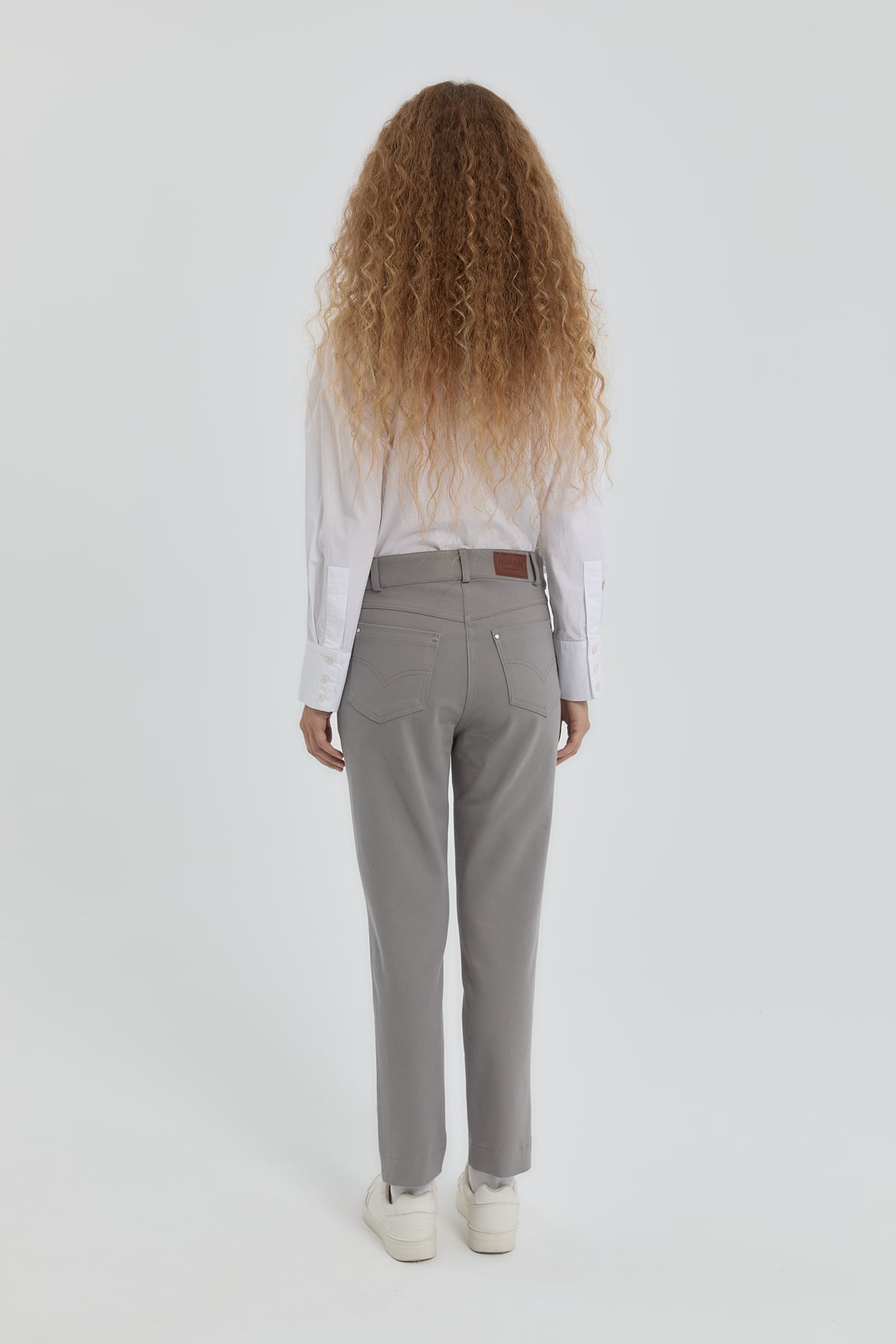 NİHAN Pants Nihan Gabardin Dar Paça Pantolon  Gri_modest