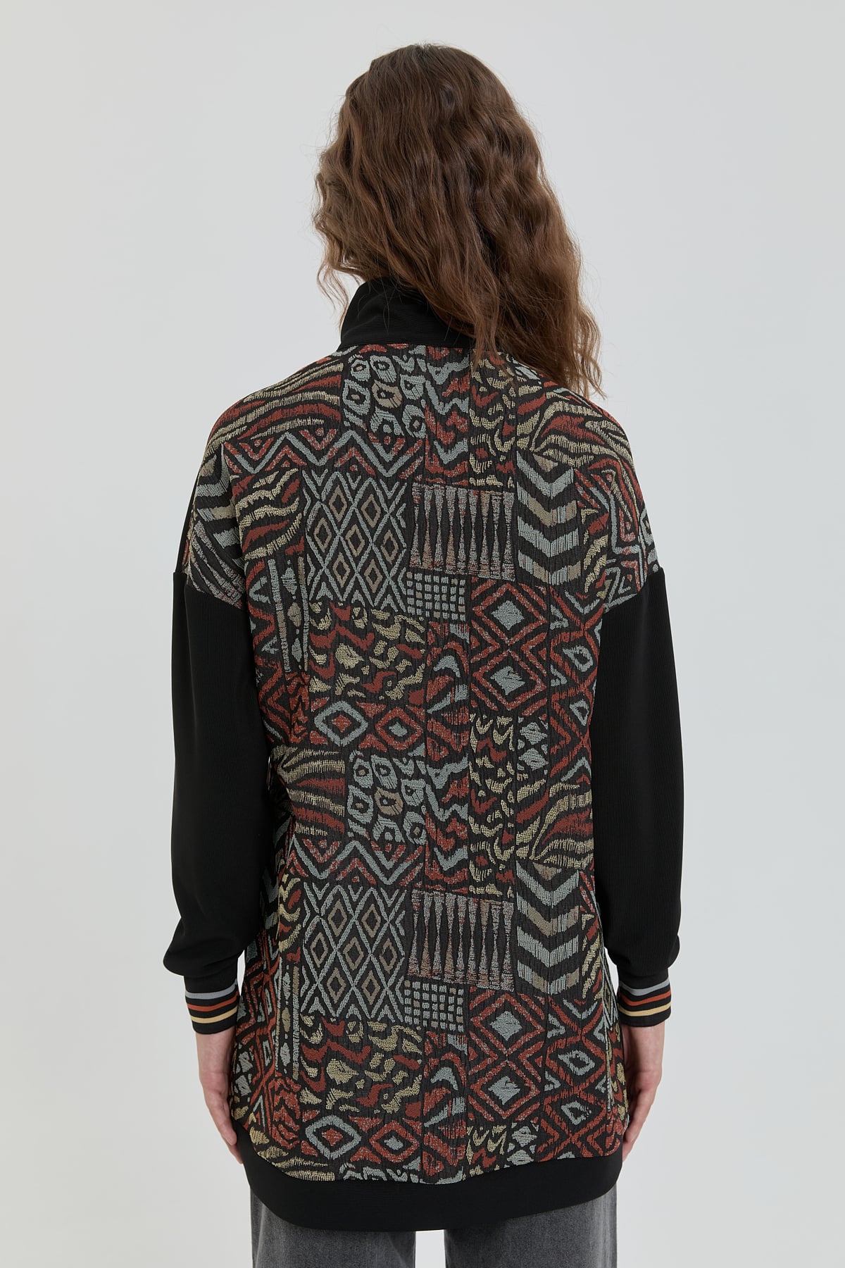 NİHAN Sweat Nihan Garnili Dik Yaka Sweat  Siyah_modest