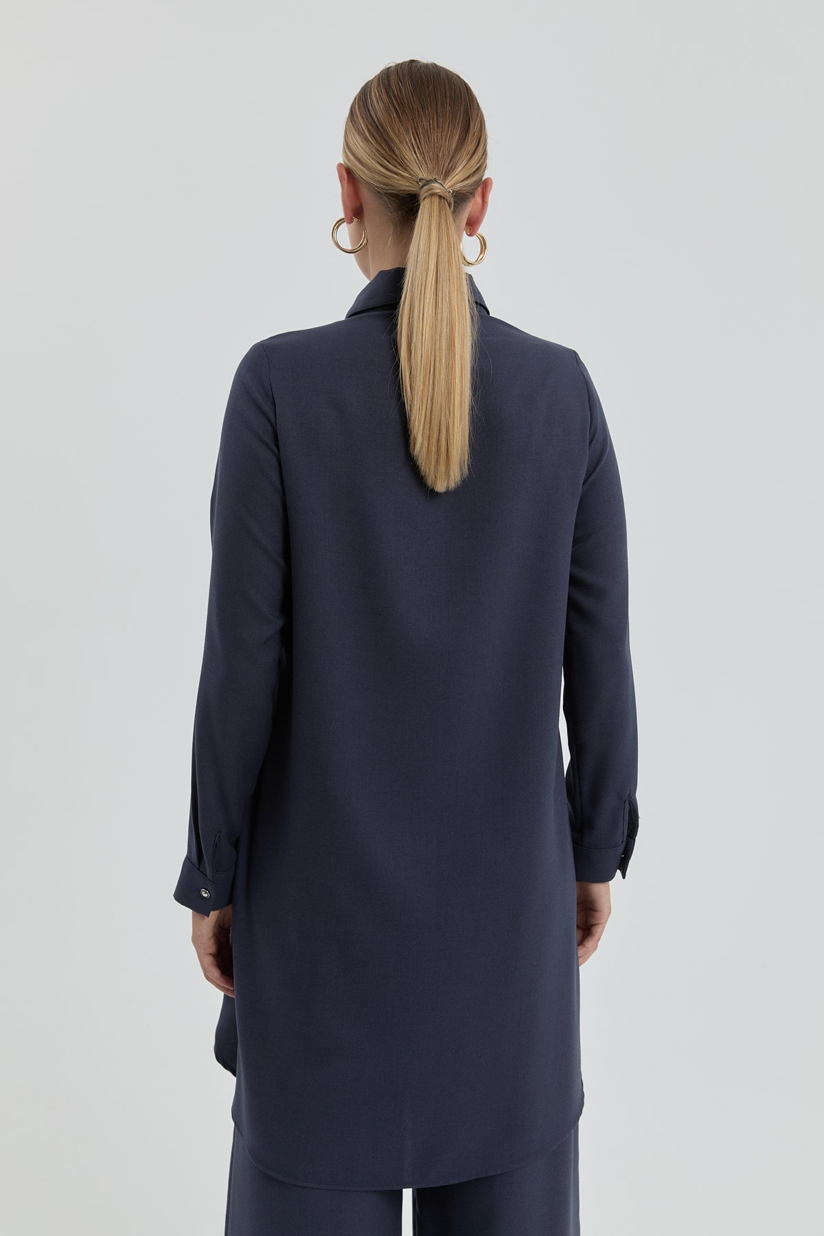NİHAN Tunic Nihan Gömlek Yaka Tunik  Lacivert_modest