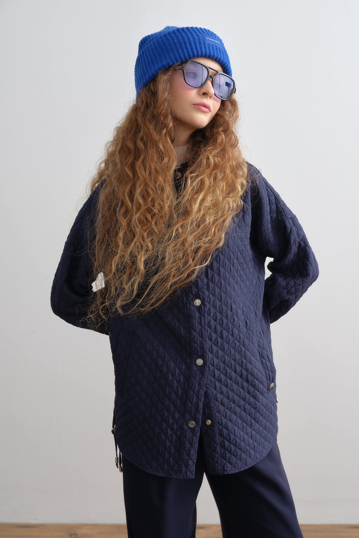 NİHAN Jacket Nihan İnce Kapitone Ceket  Lacivert_modest