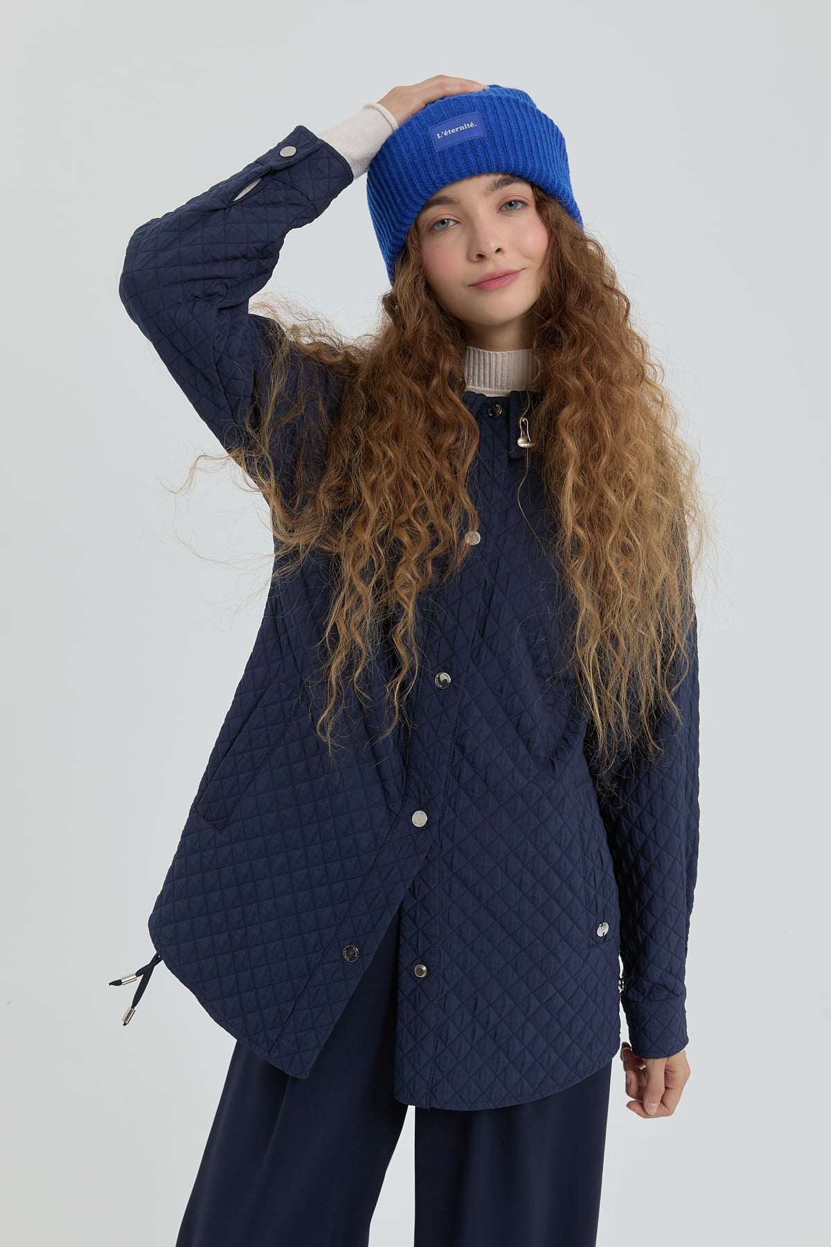 NİHAN Jacket Nihan İnce Kapitone Ceket  Lacivert_modest