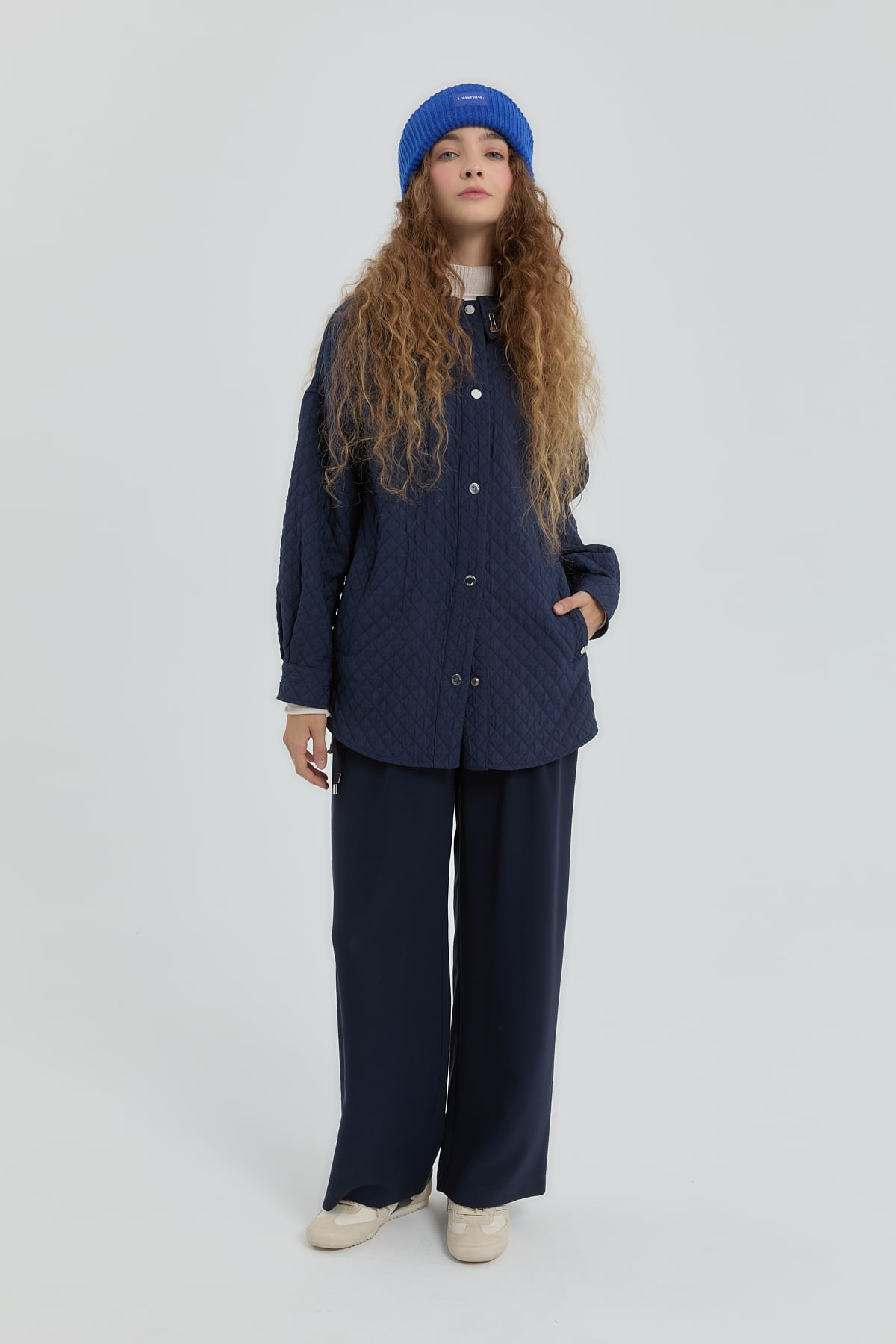NİHAN Jacket Nihan İnce Kapitone Ceket  Lacivert_modest