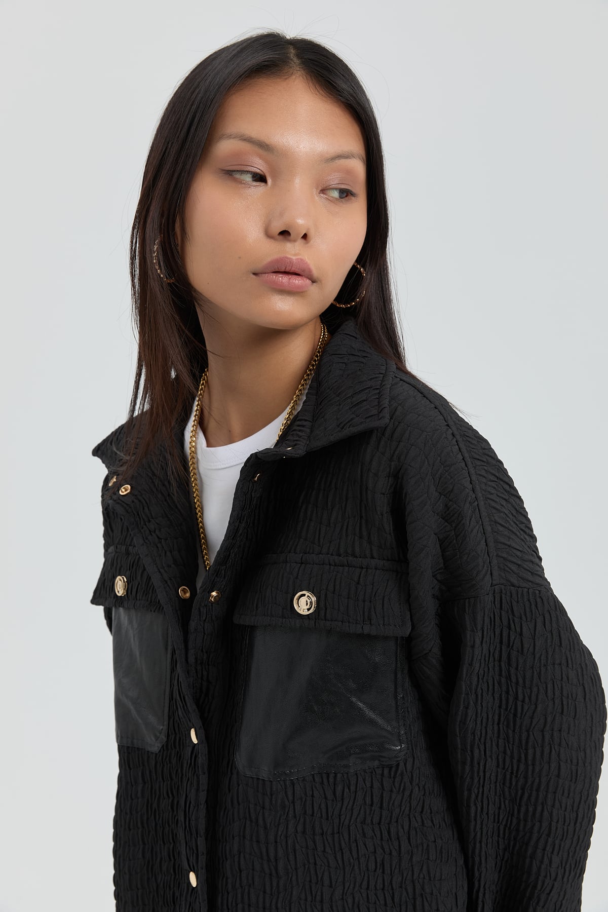 NİHAN Jacket Nihan İnce Kapitone Cep Detaylı Ceket  Siyah_modest