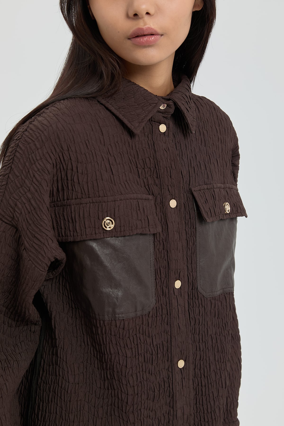 NİHAN Jacket Nihan İnce Kapitone Cep Detaylı Ceket  Kahve_modest