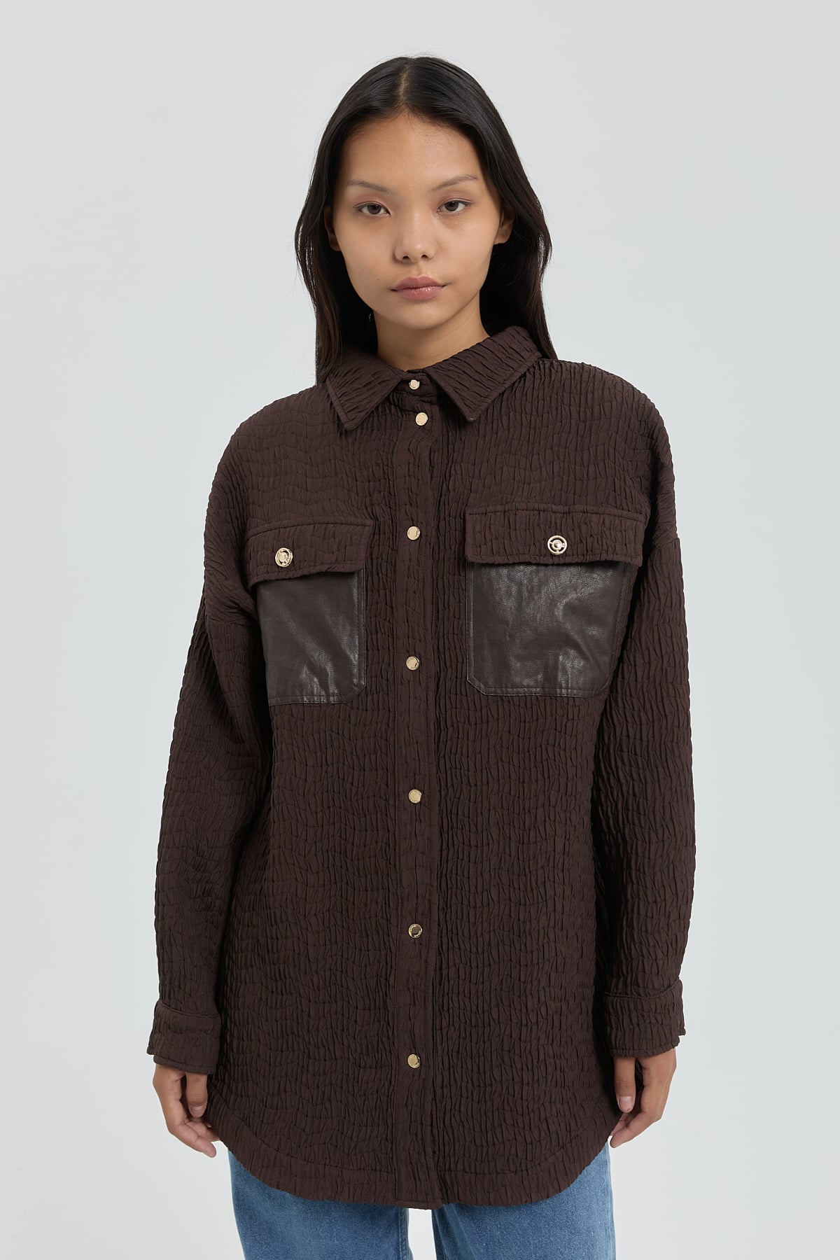 NİHAN Jacket Nihan İnce Kapitone Cep Detaylı Ceket  Kahve_modest