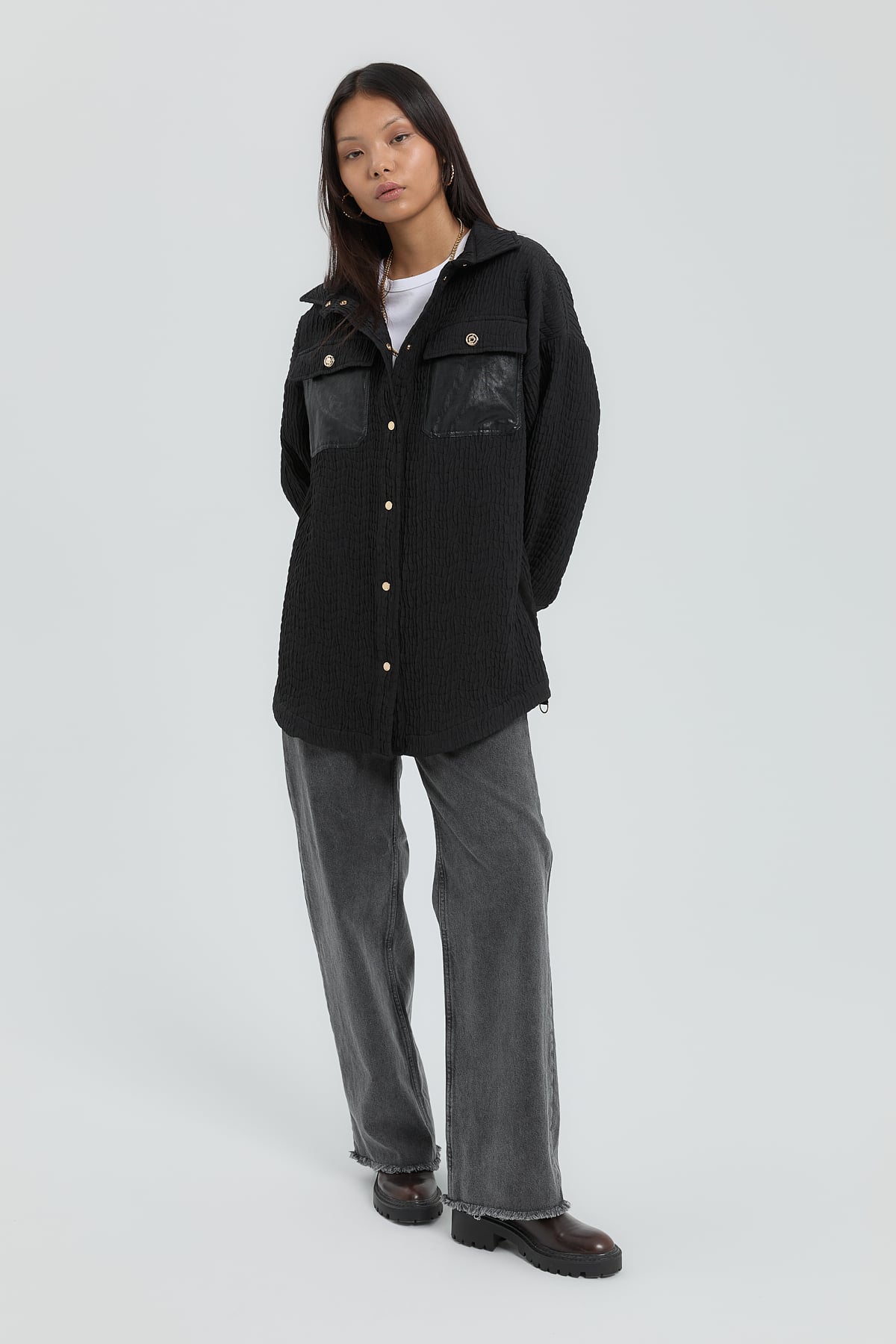 NİHAN Jacket Nihan İnce Kapitone Cep Detaylı Ceket  Siyah_modest
