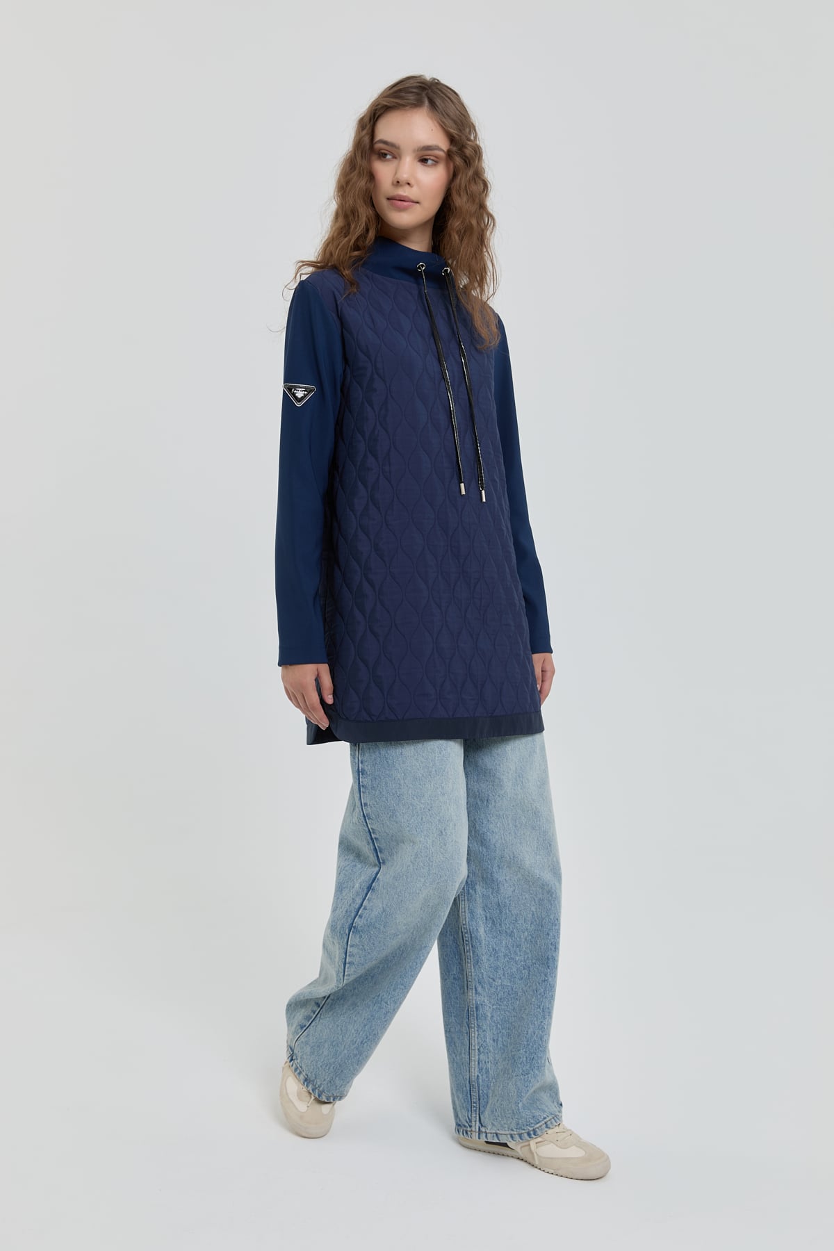 NİHAN Tunic Nihan İnce Kapitone Dik Yaka Tunik  Lacivert_modest