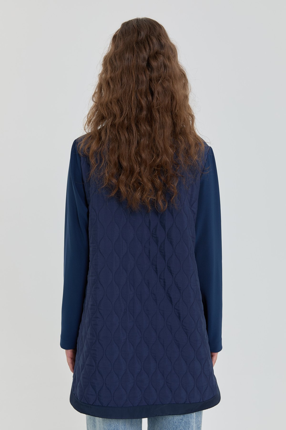 NİHAN Tunic Nihan İnce Kapitone Dik Yaka Tunik  Lacivert_modest