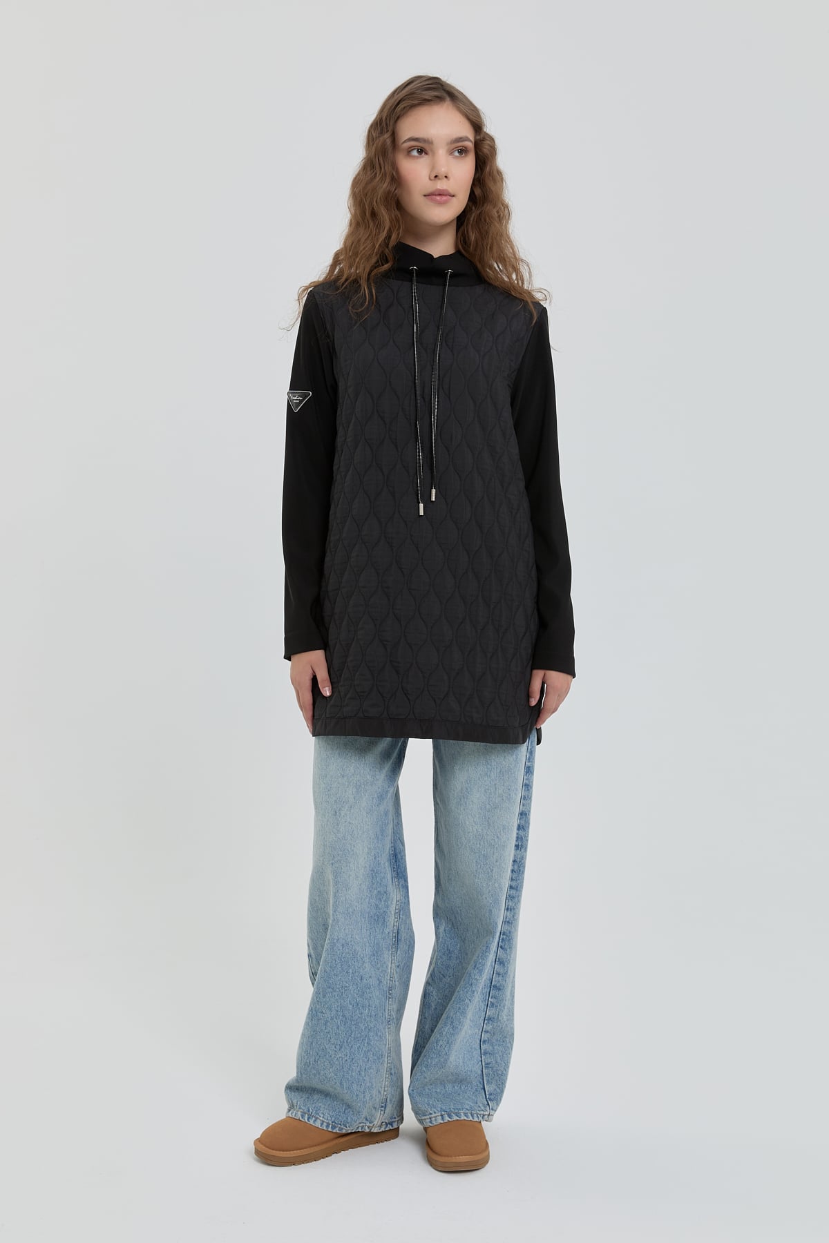 NİHAN Tunik Nihan İnce Kapitone Dik Yaka Tunik  Siyah_modest