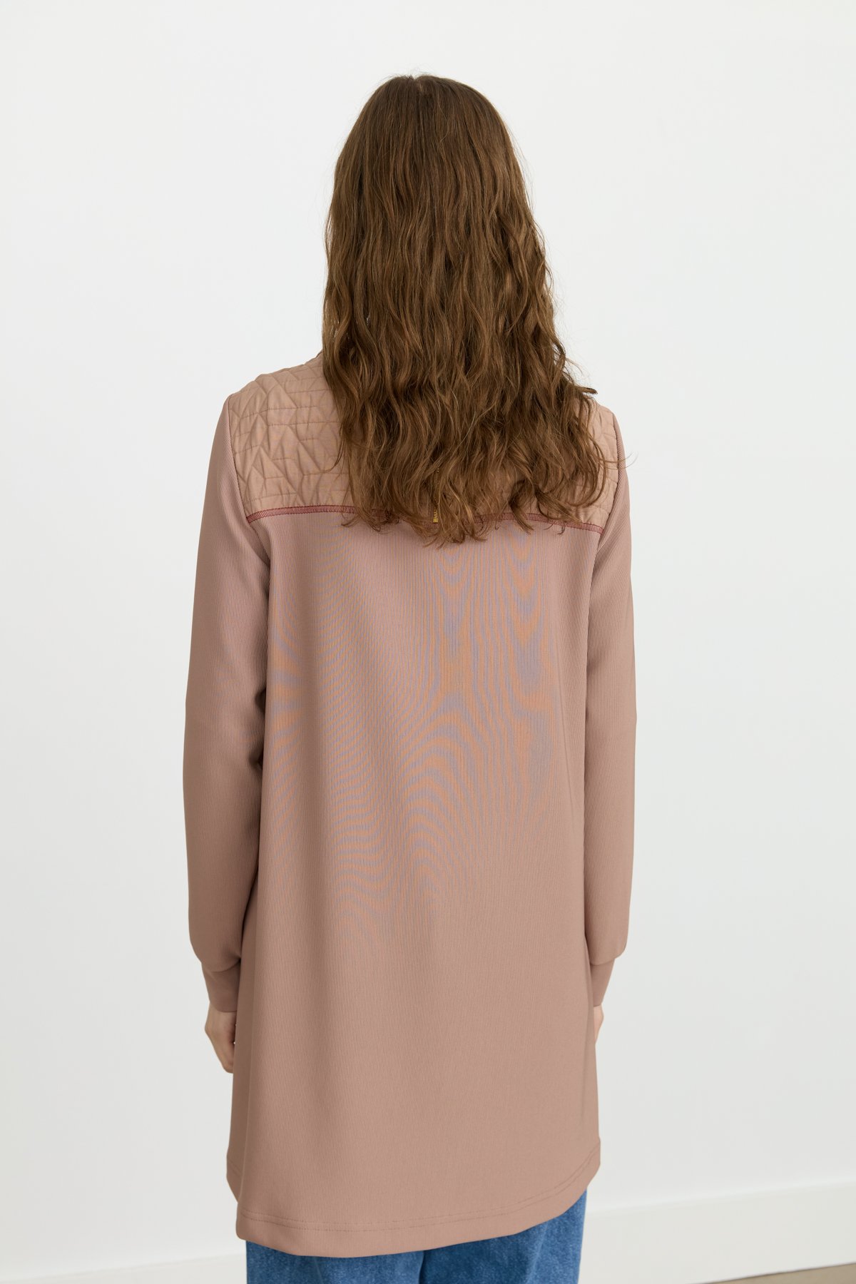 NİHAN Tunic Nihan İnce Kapitone Örme Bileşimli Tunik  Vizon_modest