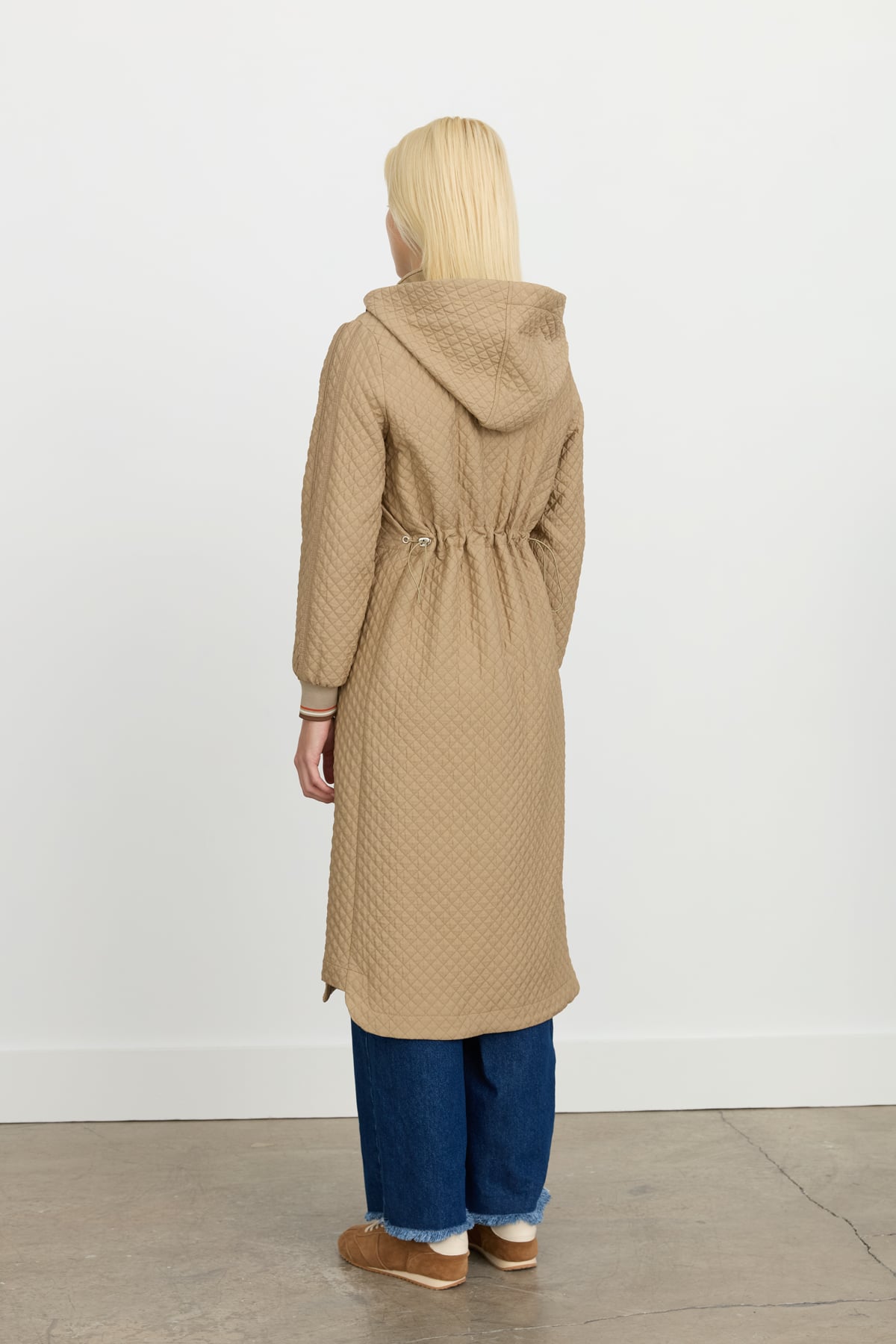 NİHAN Trench Coat Nihan İnce Kapitone Ribanalı Kap  Bej_modest