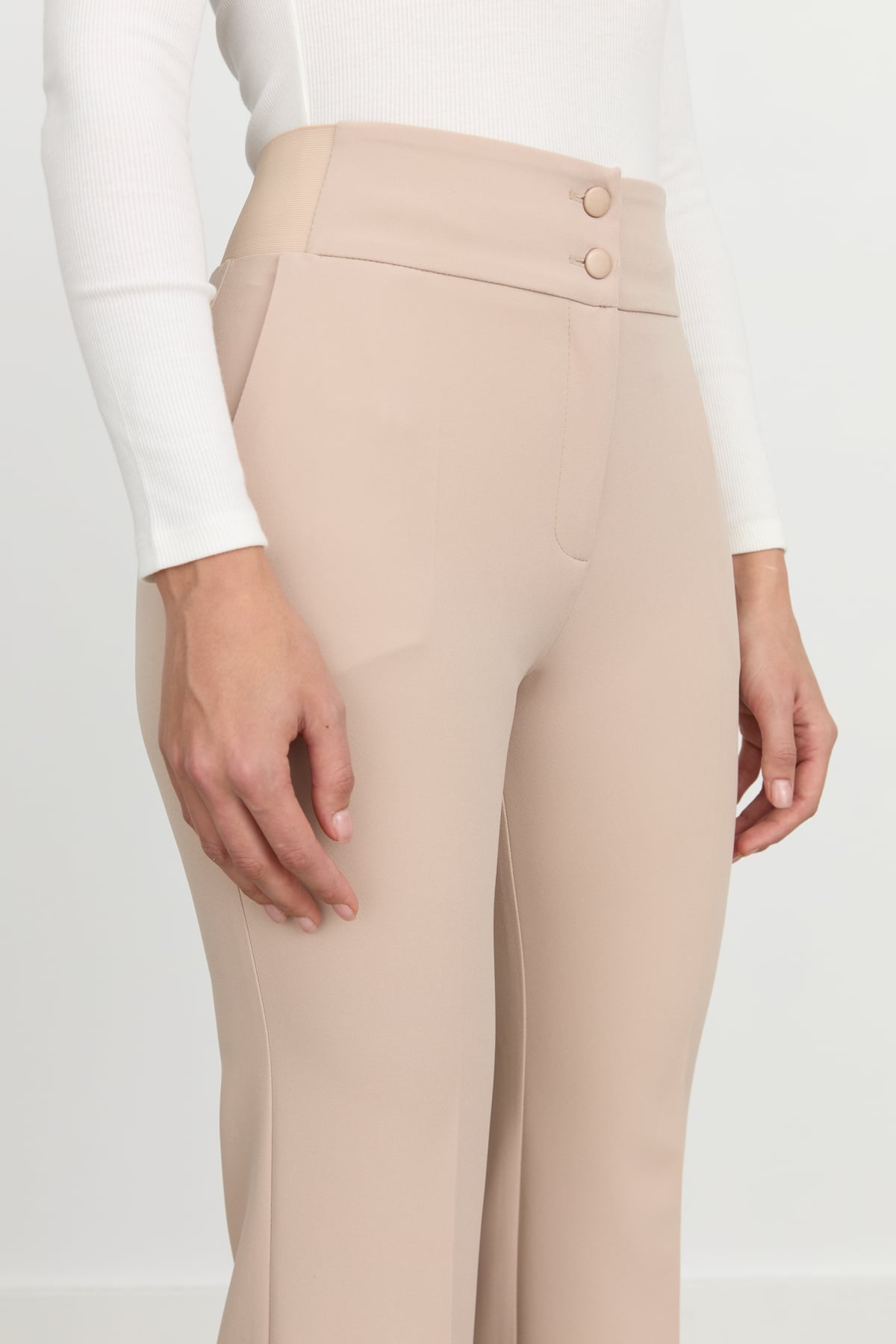 NİHAN Pants Nihan İspanyol Paça Pantolon  Taş_modest