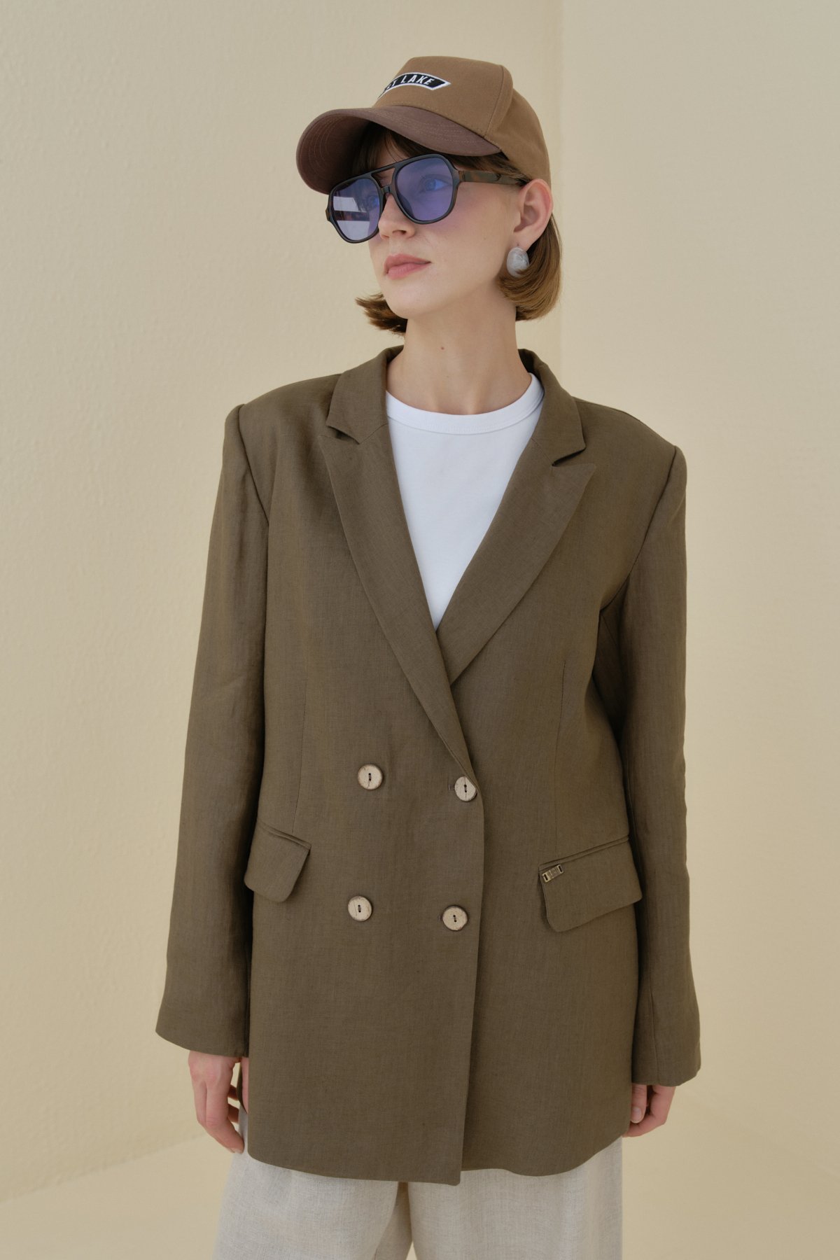 NİHAN Ceket Nihan Keten Blazer Ceket  İndigo_modest