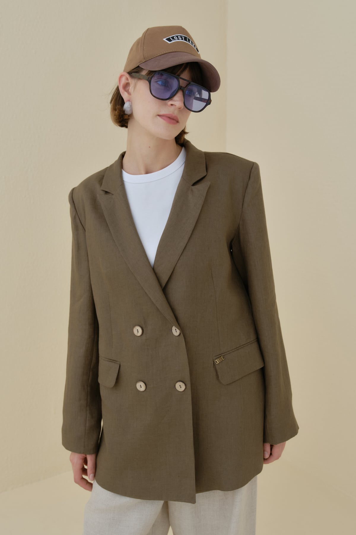 NİHAN Ceket Nihan Keten Blazer Ceket  İndigo_modest